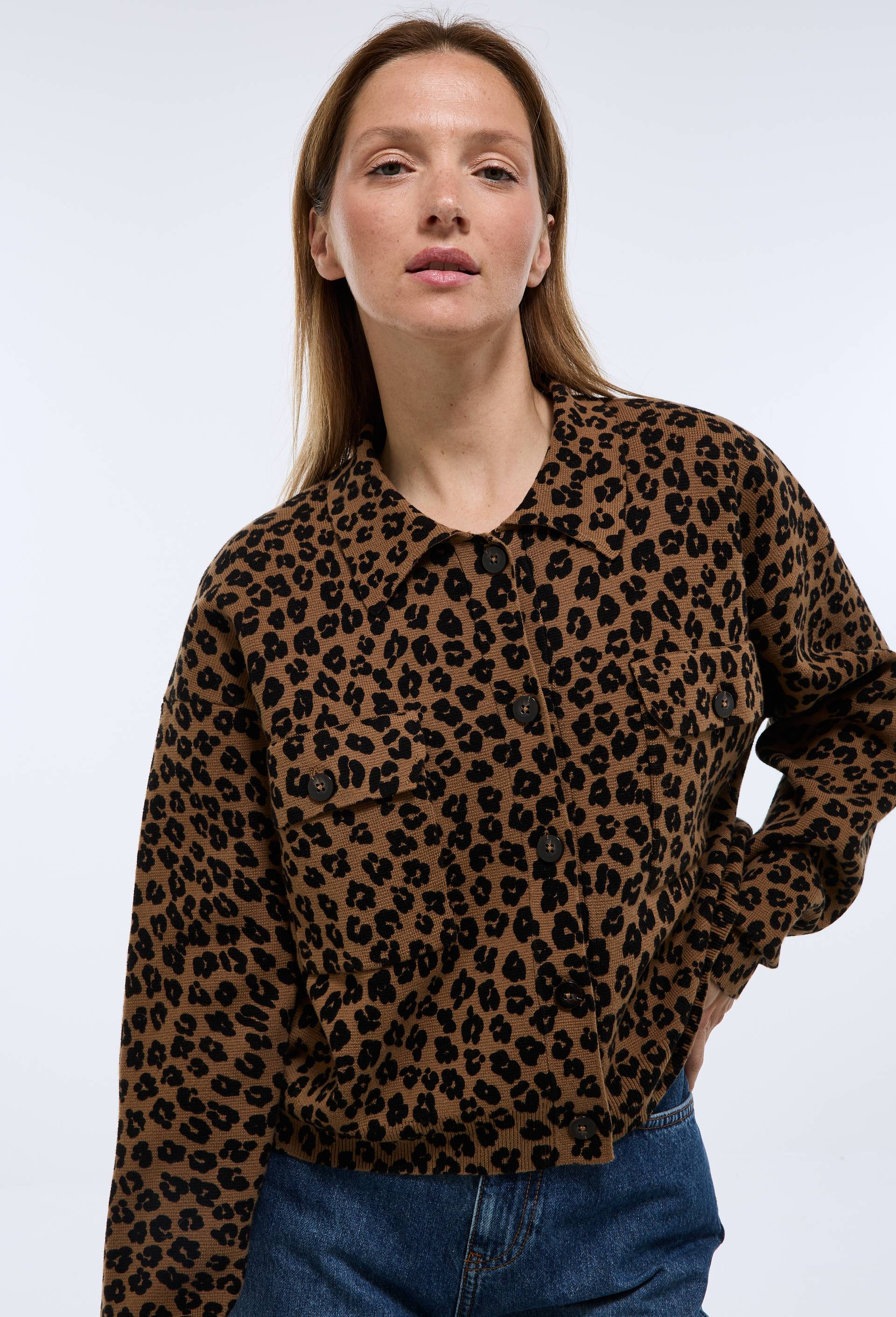 Veste en coton maille milano, imprimée léopard - MONOPRIX - Modalova