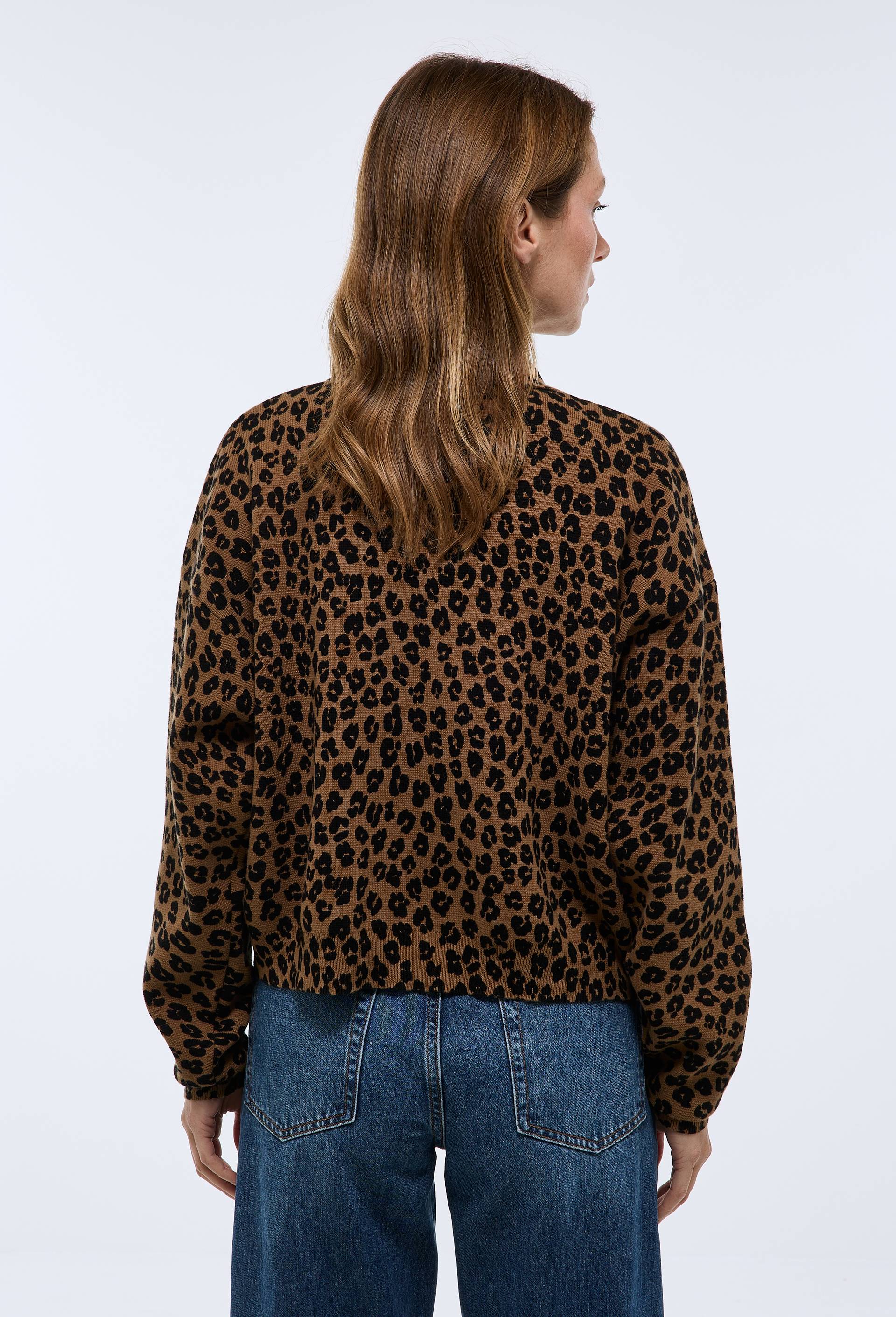 Veste en coton maille milano, imprim&eacute;e l&eacute;opard, Beige, large image number 2