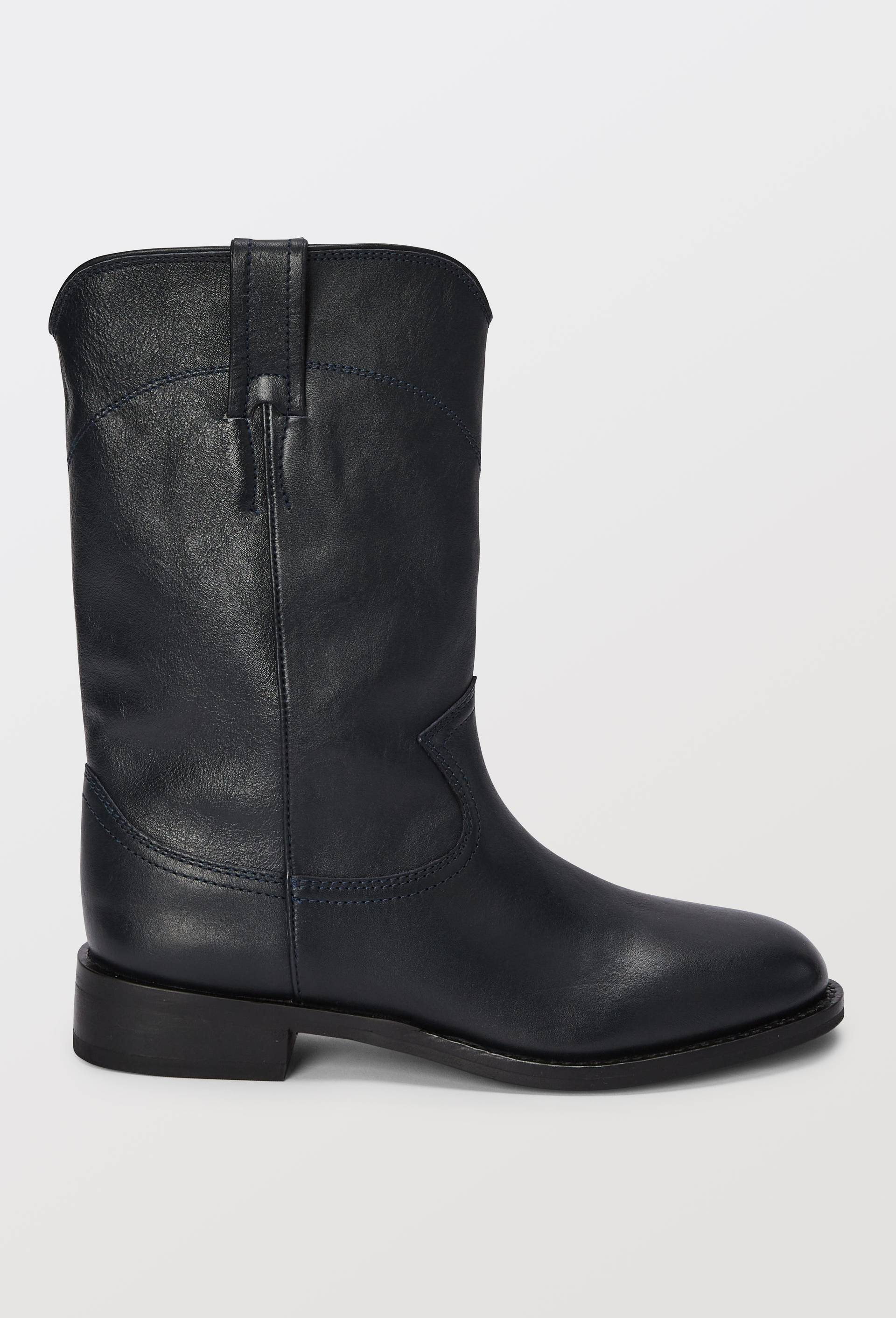 Bottes plates en cuir, Bleu fonc&eacute;, large image number 0