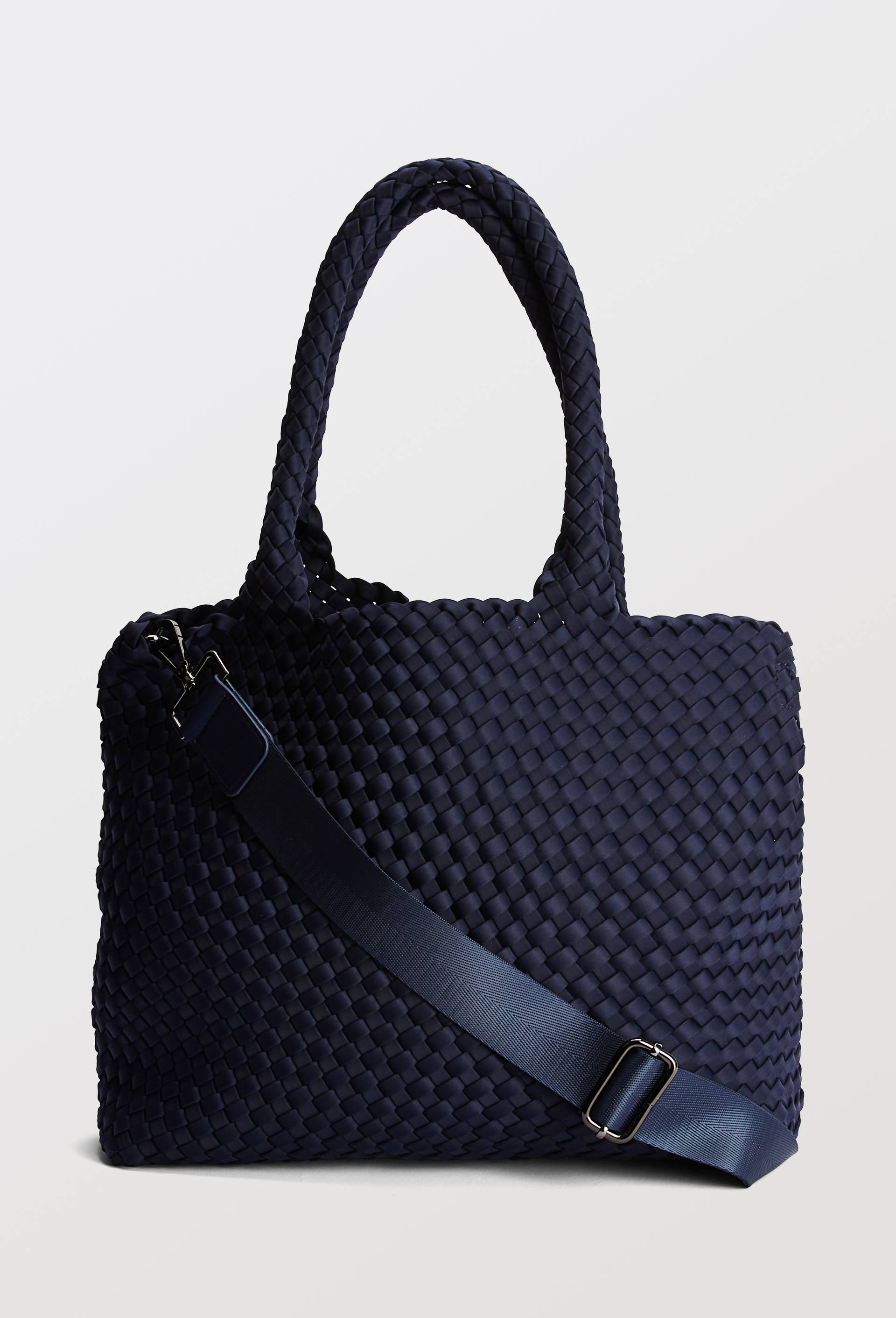 Cabas tress&eacute; en tissu, Bleu fonc&eacute;, swatch image