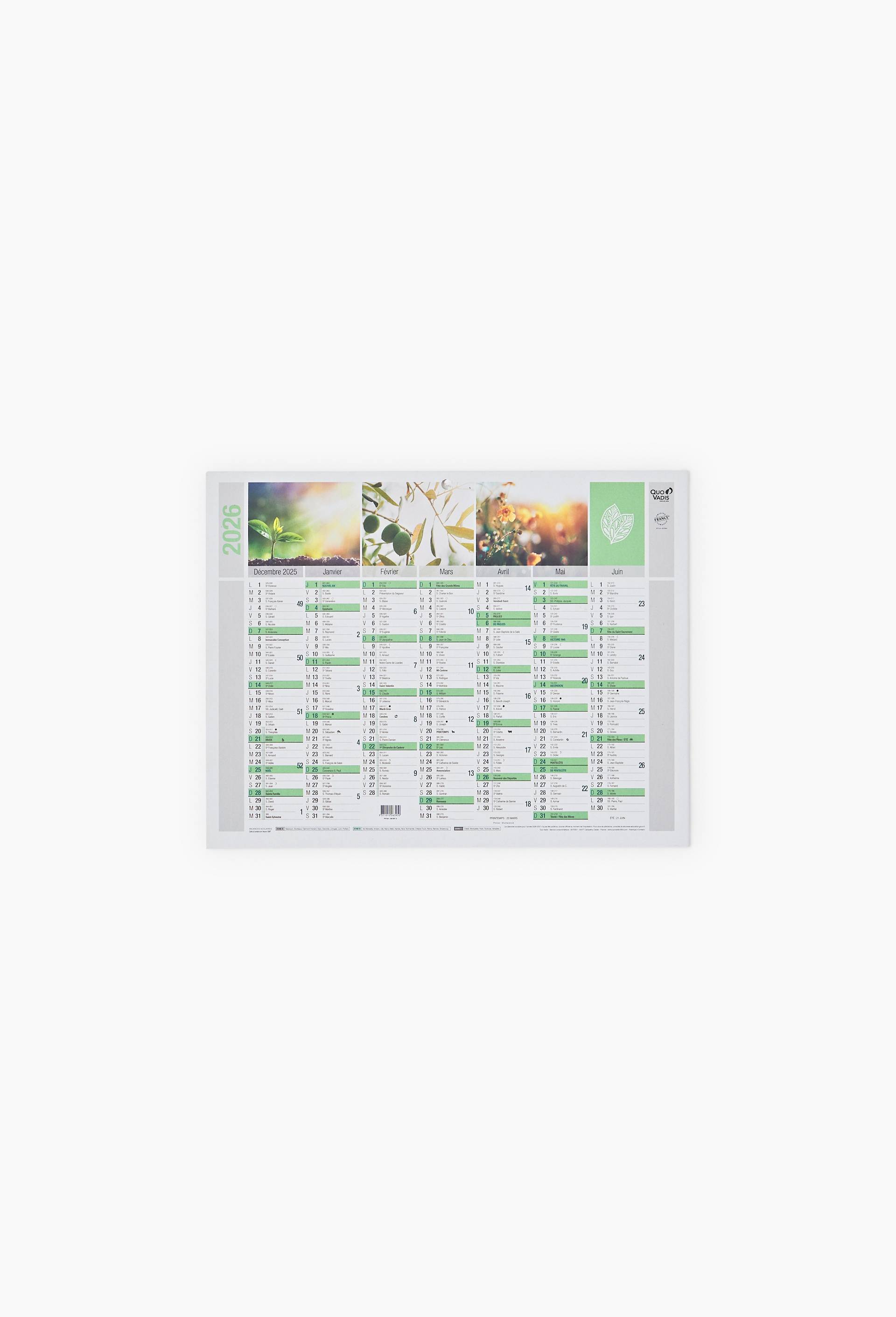 Calendrier mural Quo Vadis 27x21cm, ann&eacute;e 2027, Vert, large image number 0.0