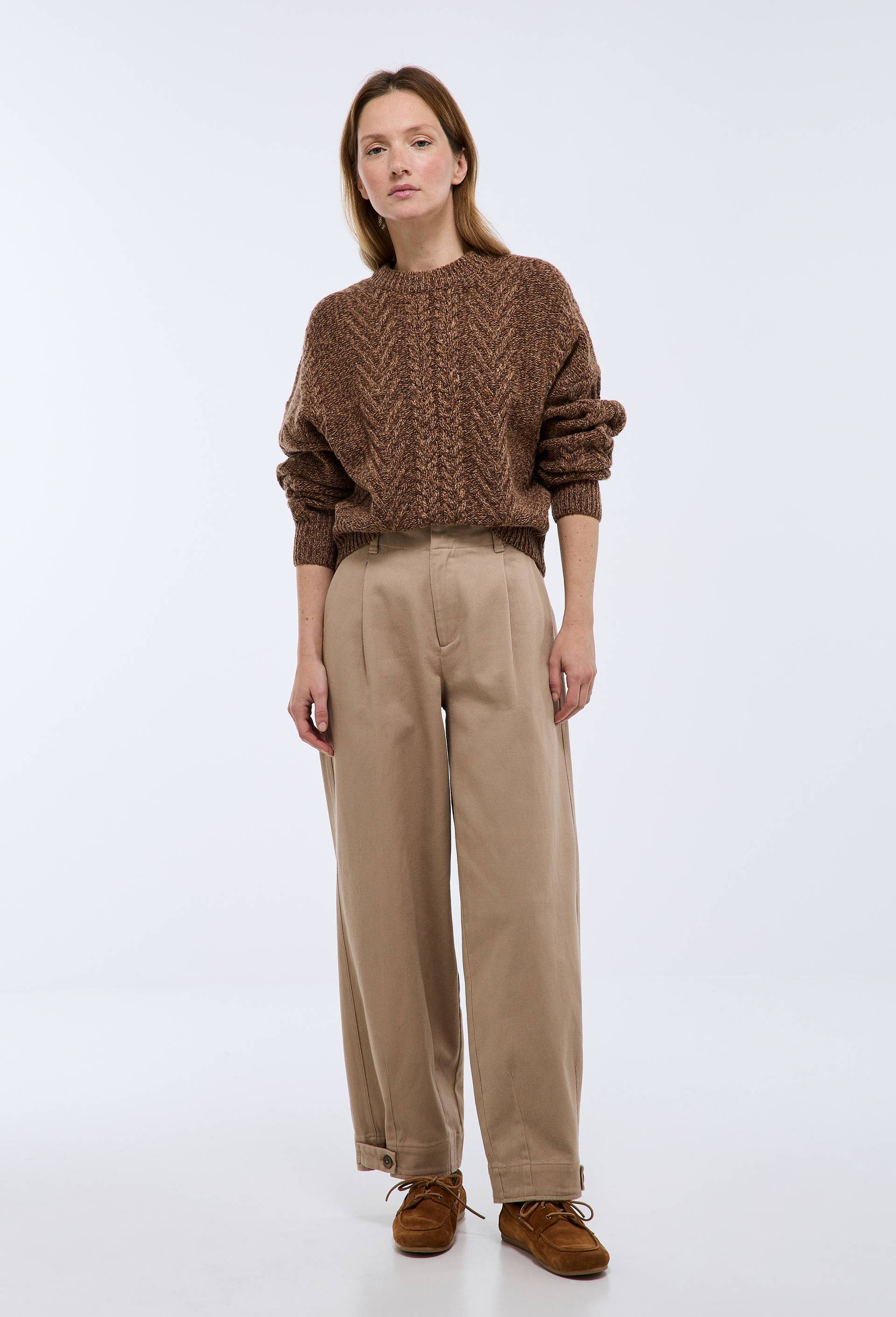 Pantalon barrel en coton, Beige, large image number 0