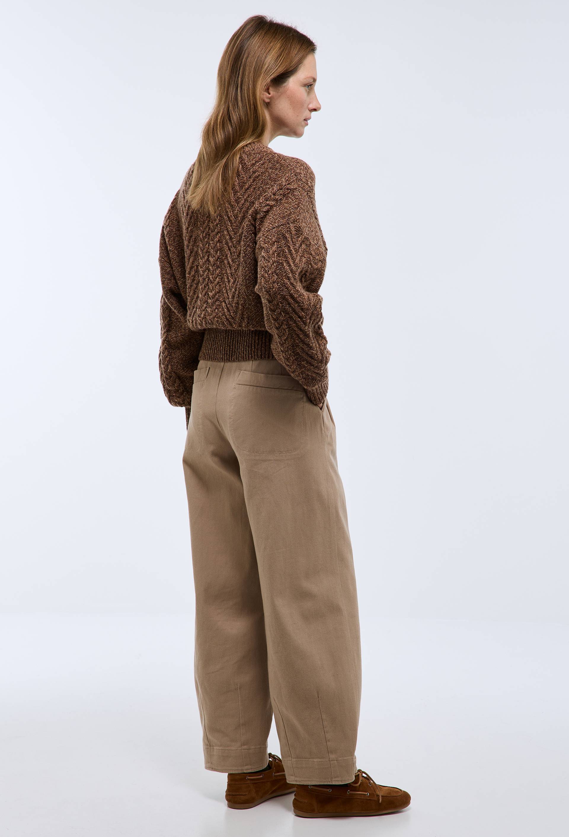 Pantalon barrel en coton, Beige, large image number 1.0