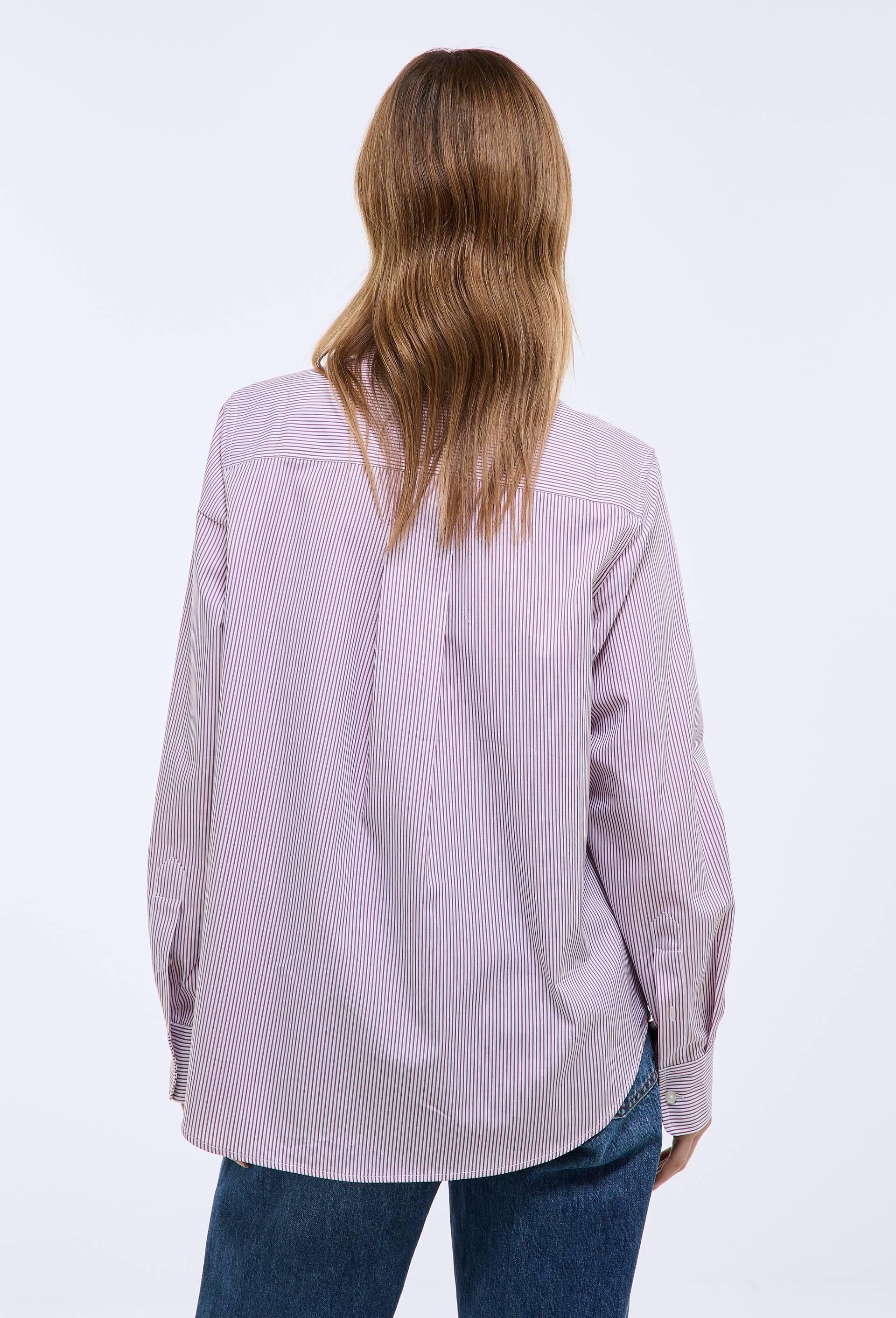 Chemise manches longues ray&eacute;e en coton BIO GOTS, Rouge, large image number 1