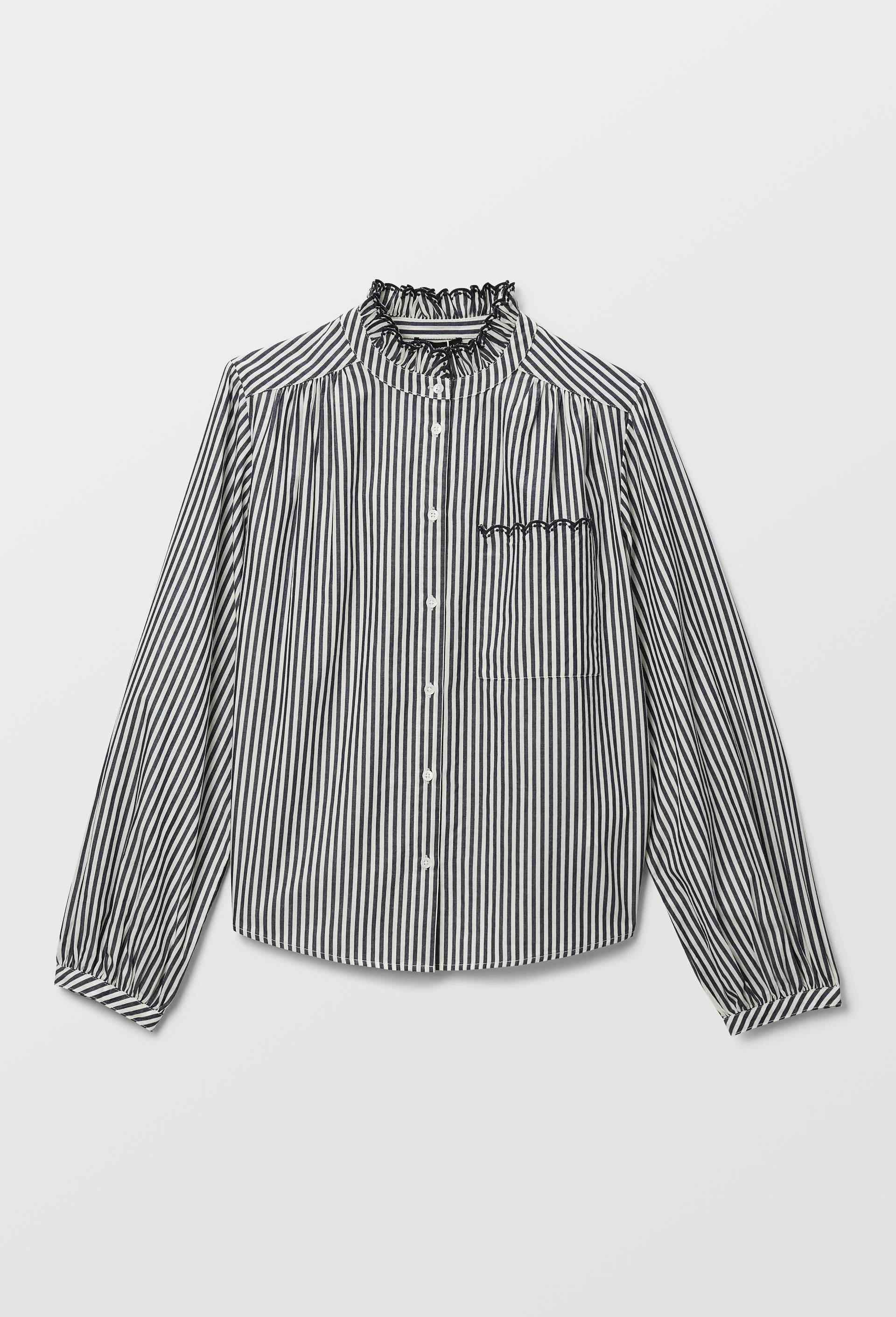 Chemise manches longues ray&eacute;e en coton BIO GOTS, Bleu fonc&eacute;, large image number 2