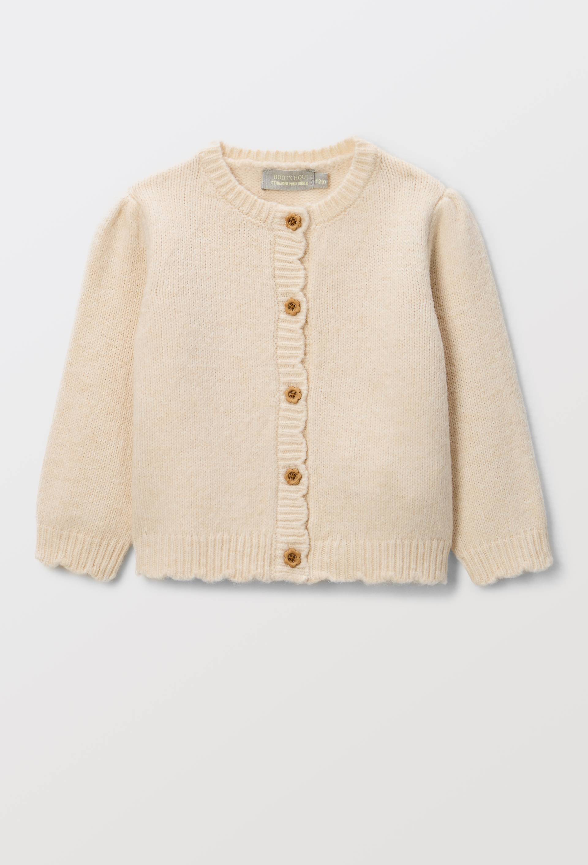 Cardigan tricot uni, Beige, large image number 0.0