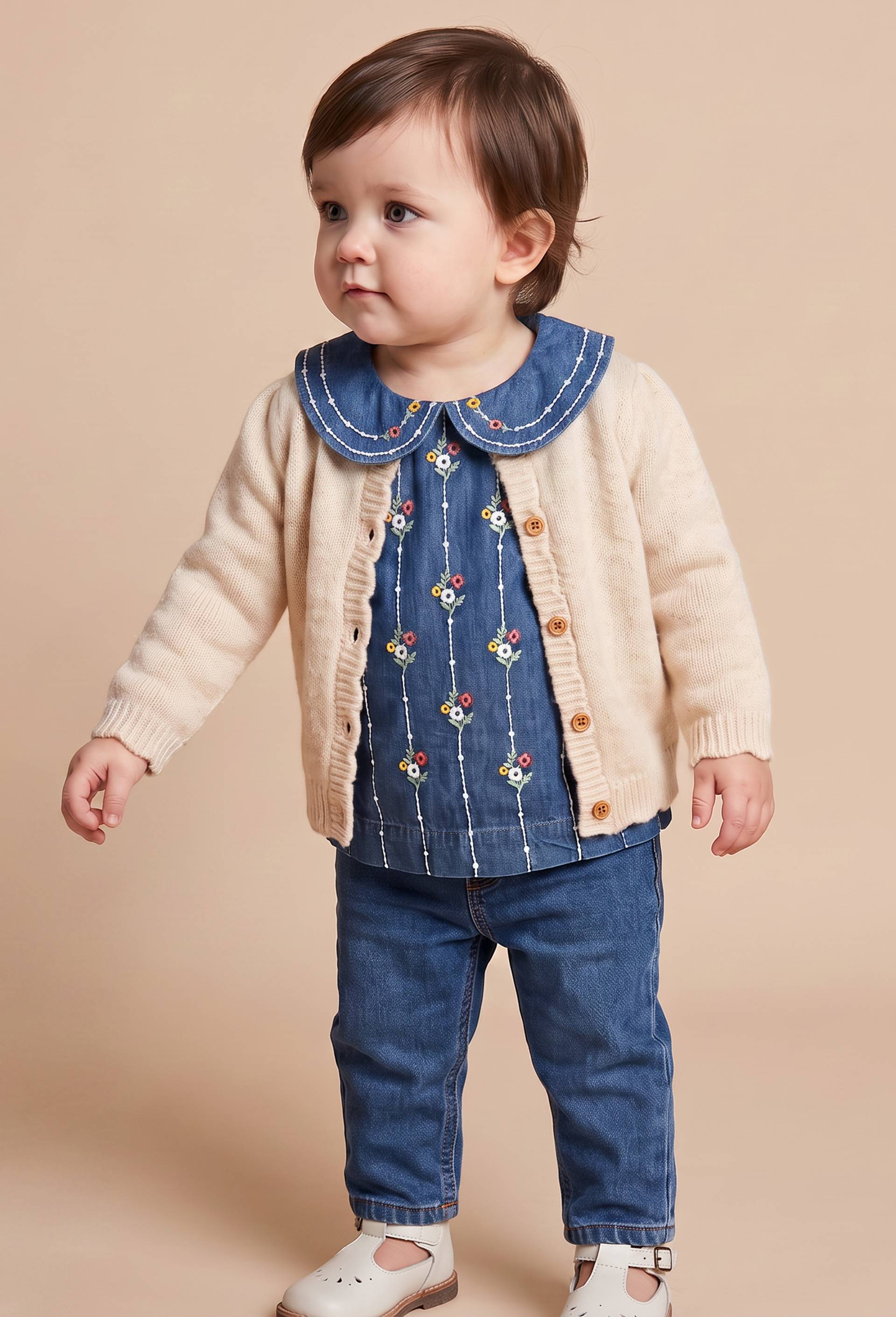 Cardigan tricot uni, Beige, large image number 0.0