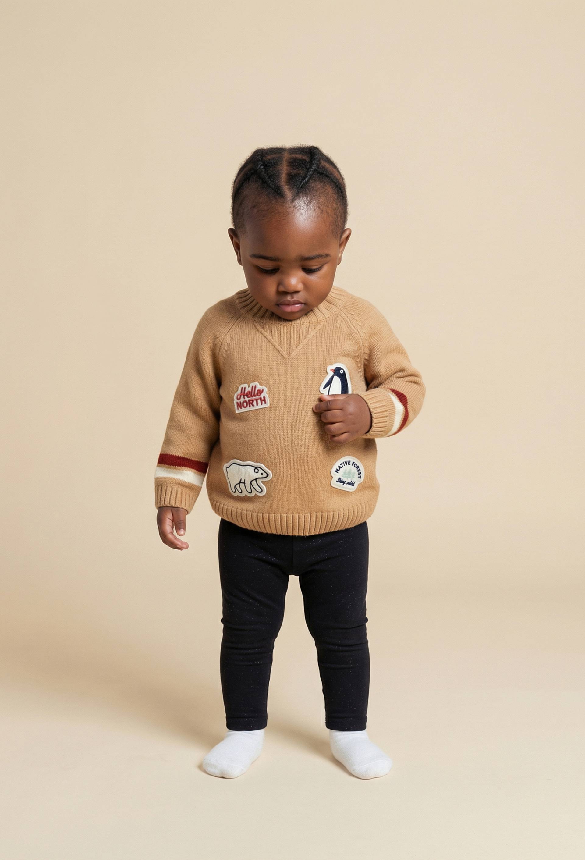 Pull uni avec patchs, Beige, large image number 0.0