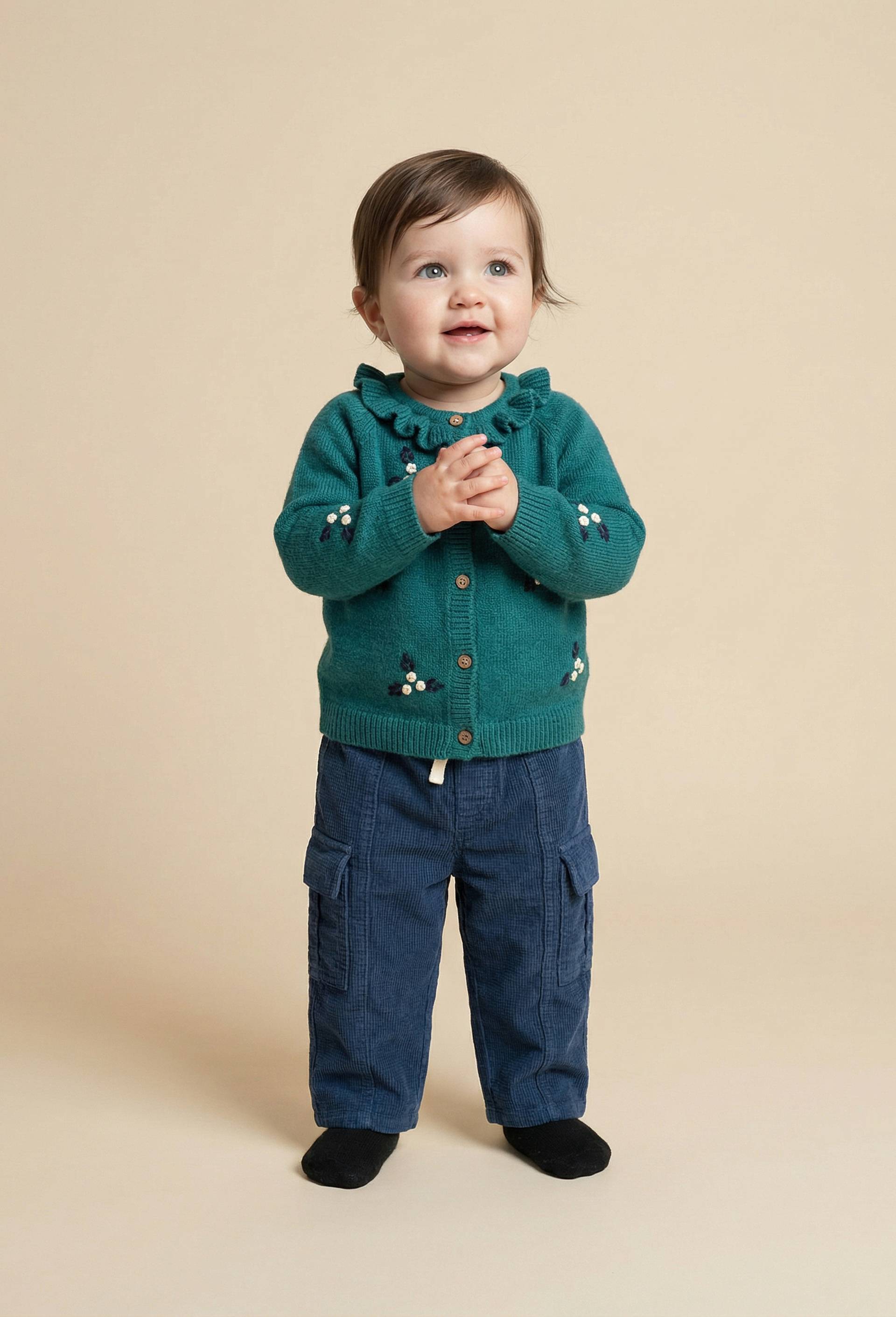 Pantalon en velours uni en coton BIO GOTS, Bleu, large image number 0.0