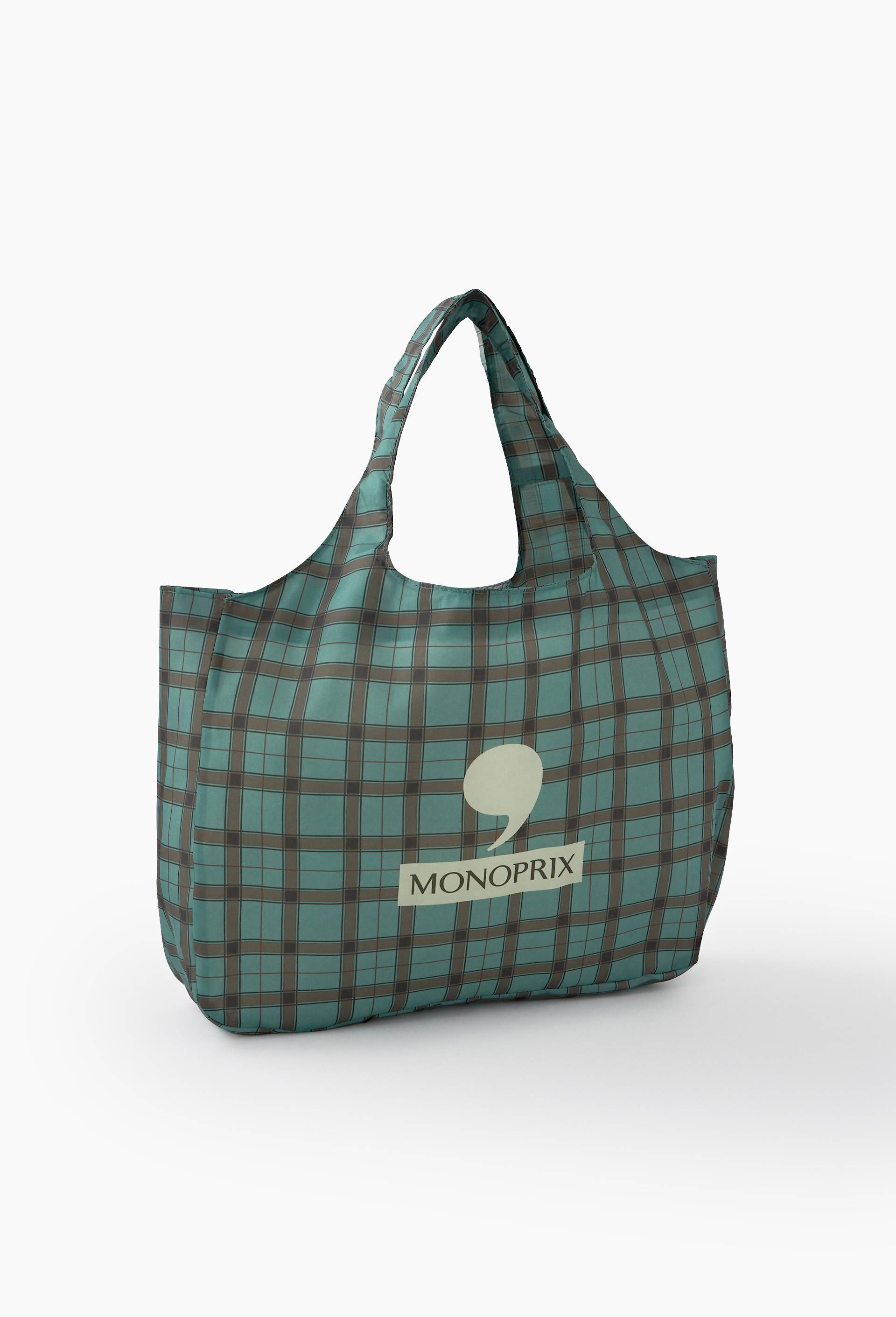 Sac dd  tartan en polyester recycl&eacute; ,40x11x30cm, Bleu, large image number 0