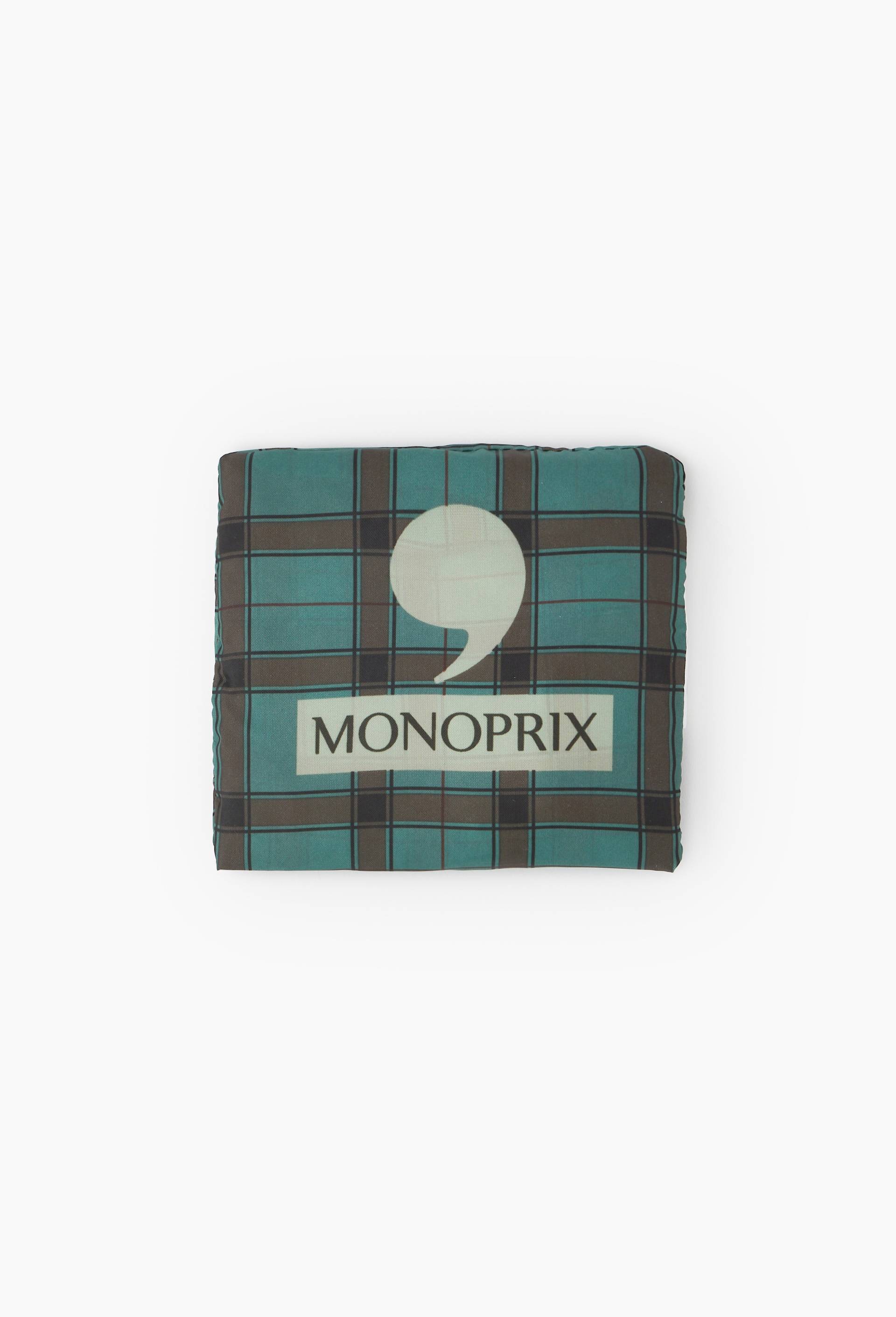 Sac dd  tartan en polyester recycl&eacute; ,40x11x30cm, Bleu, large image number 1.0