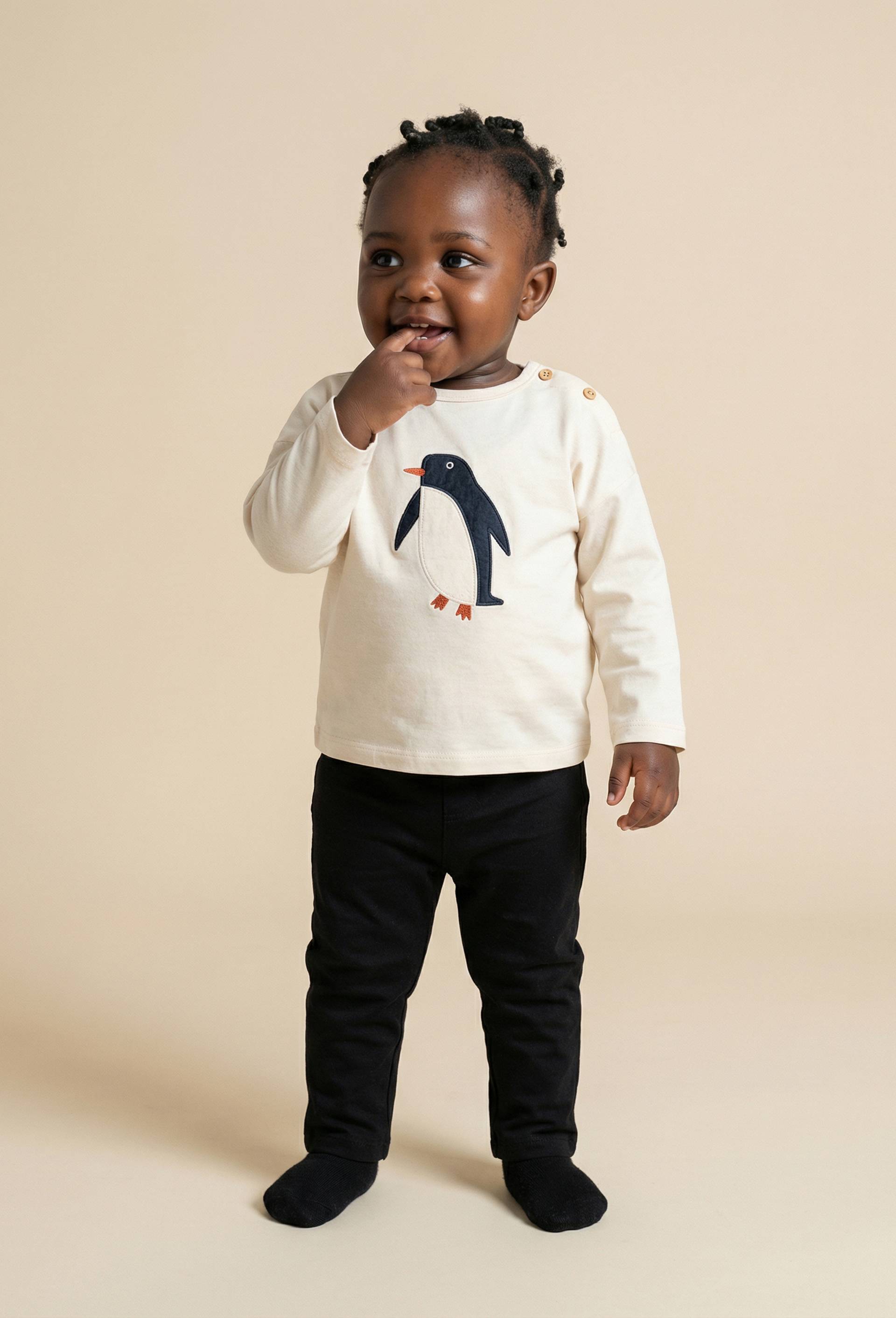 T-shirt manches longues imprim&eacute; en coton BIO GOTS, Beige clair, large image number 0.0