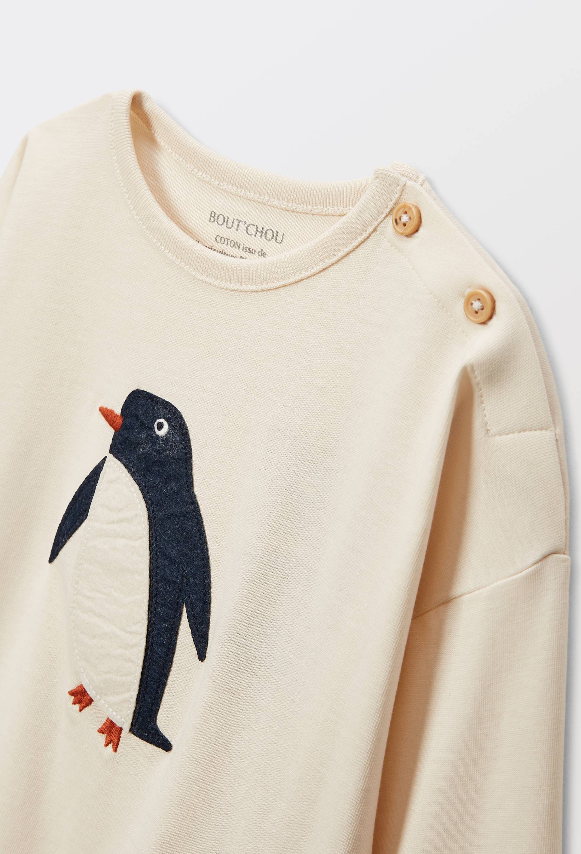 T-shirt manches longues imprim&eacute; en coton BIO GOTS, Beige clair, large image number 3.0