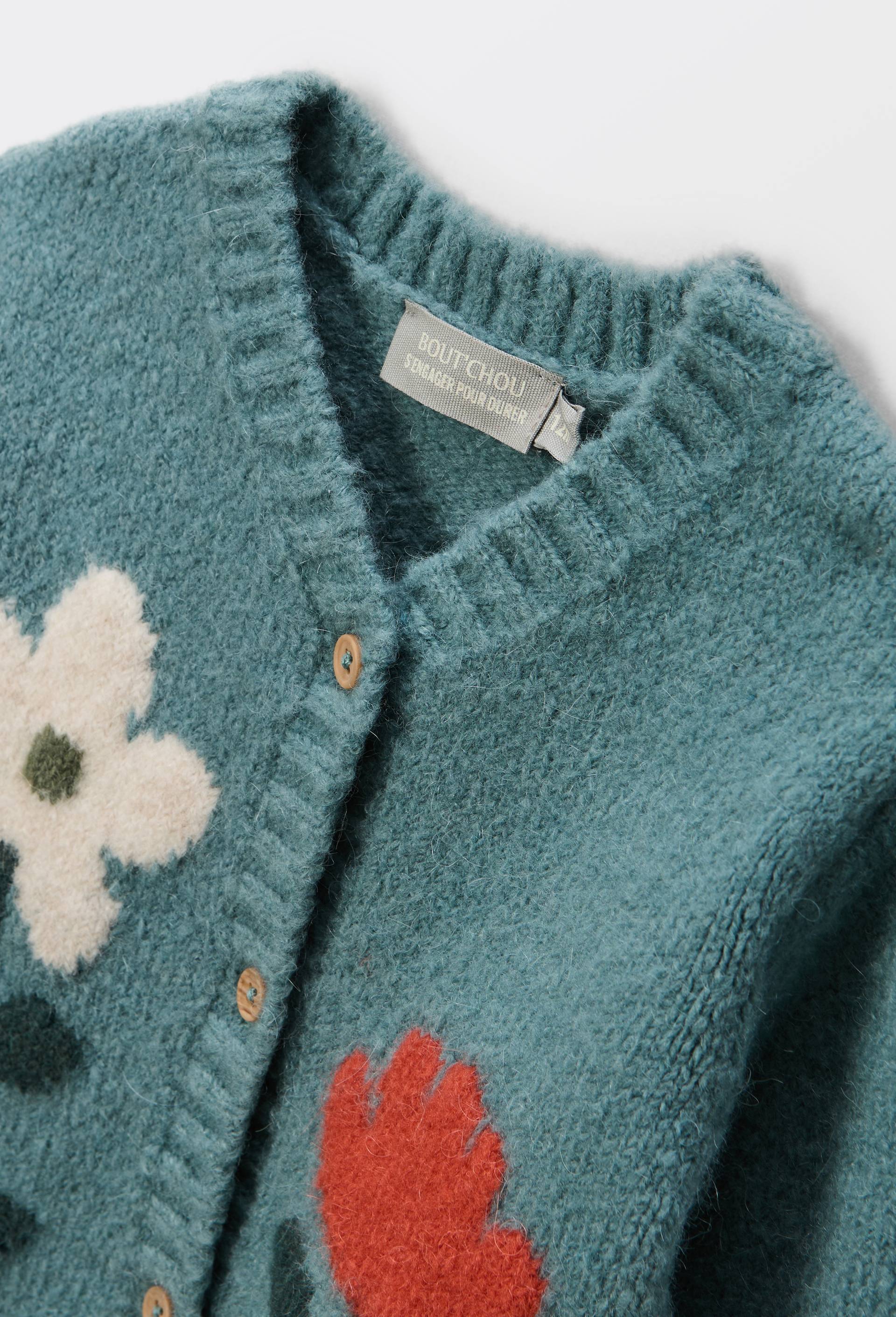 Cardigan tricot brod&eacute;, Vert, large image number 3