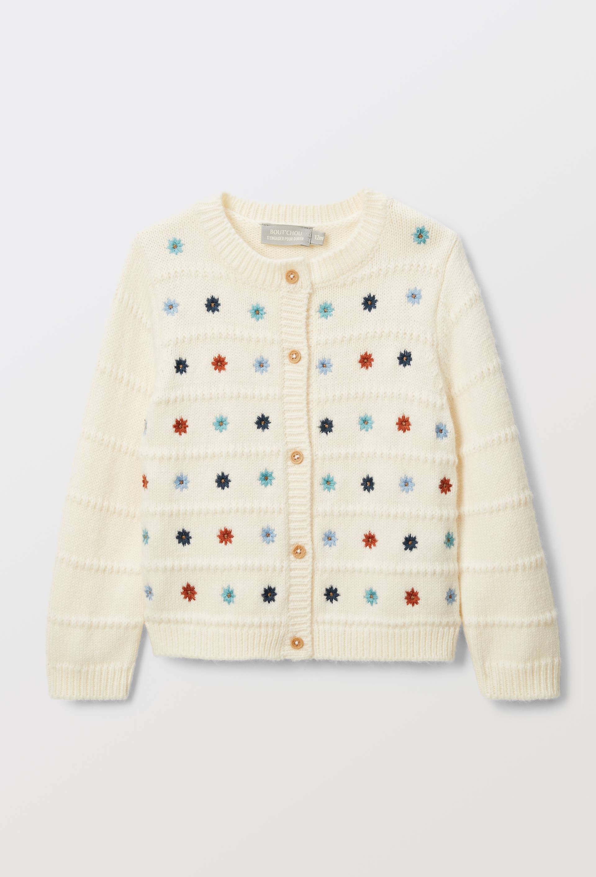 Cardigan tricot brod&eacute;, Beige clair, large image number 1