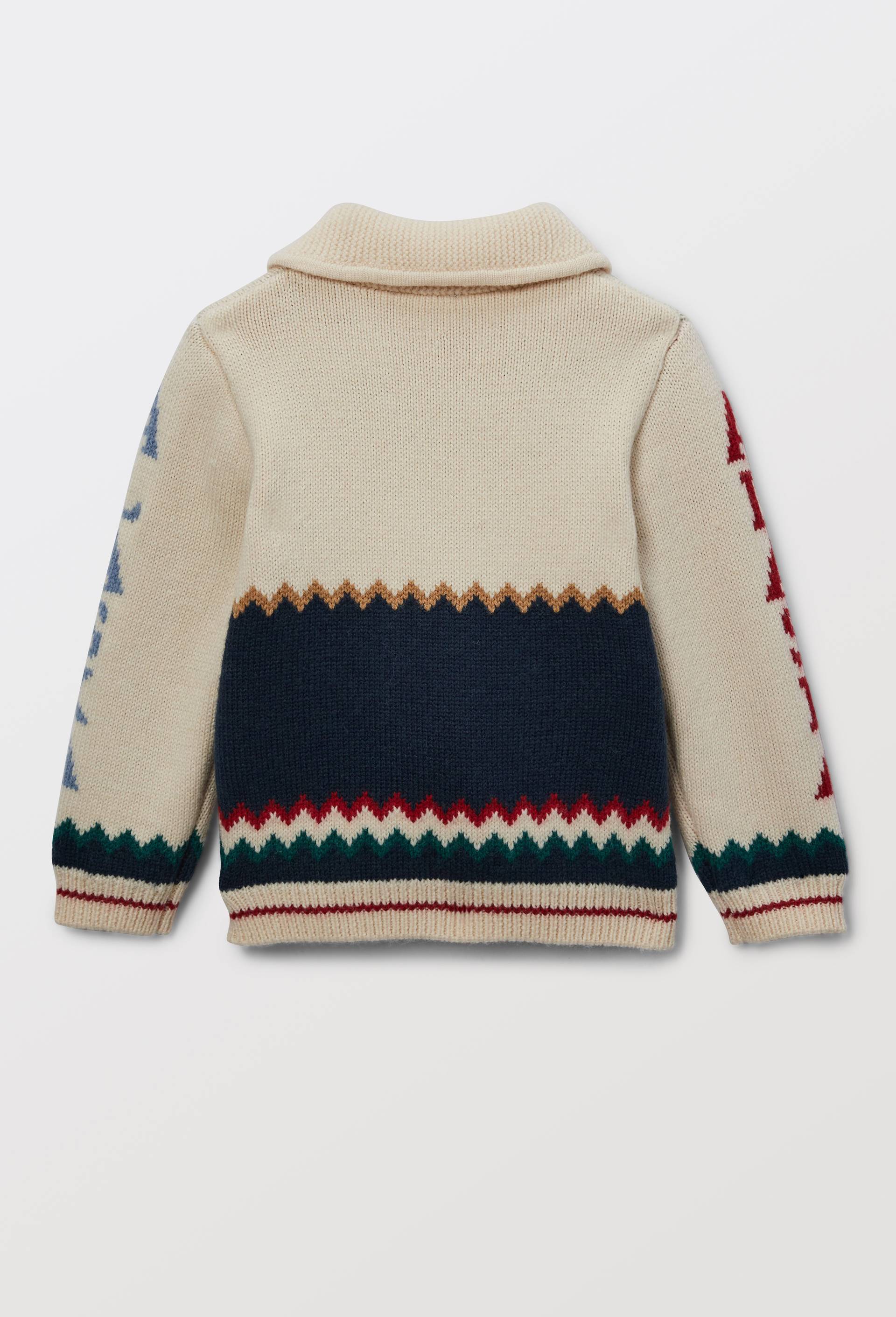 Cardigan tricot col teddy imprim&eacute;, Beige clair, large image number 2