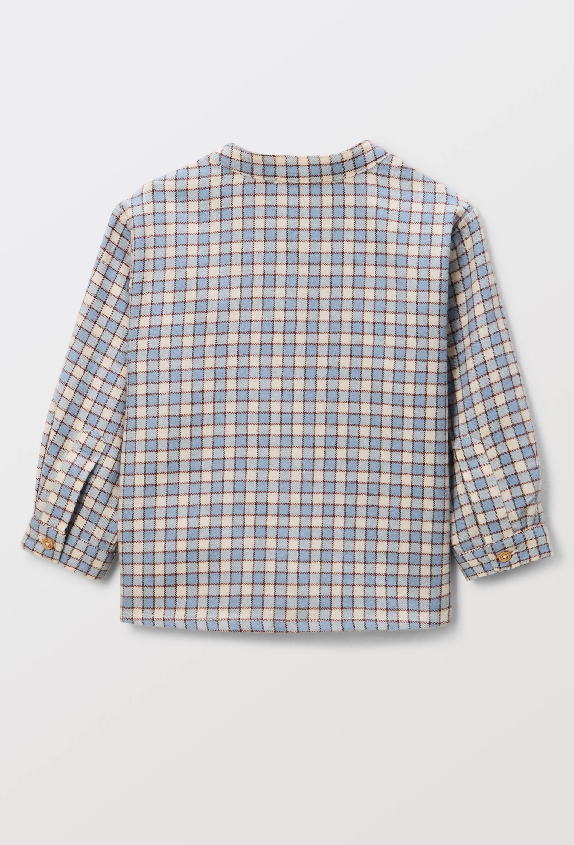 Chemise col mao &agrave; carreaux en coton, Bleu, large image number 2.0
