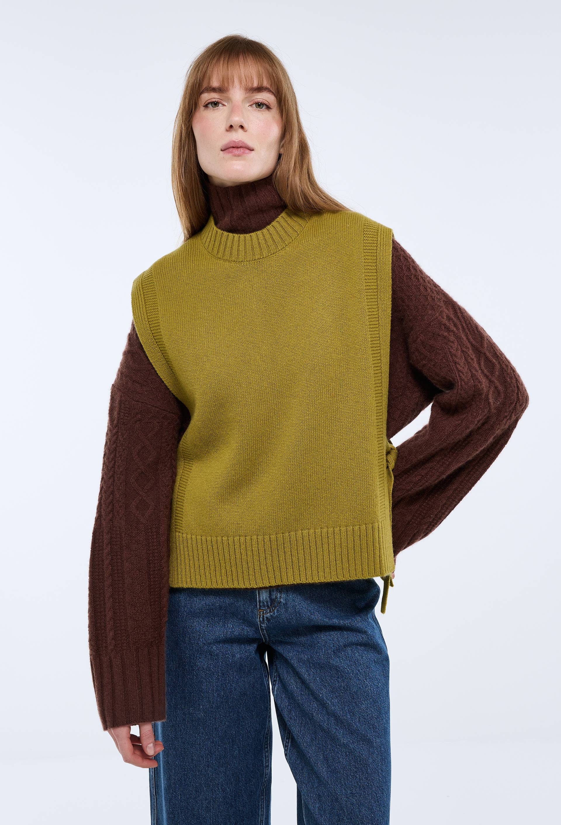 Pull sans manches &agrave; nouer, Vert, swatch image