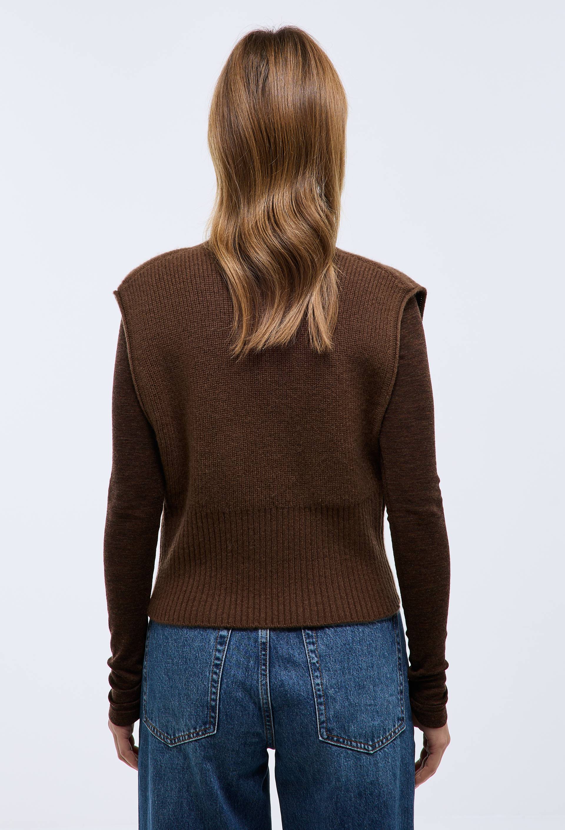 Pull sans manches en laine, Brun, large image number 1.0