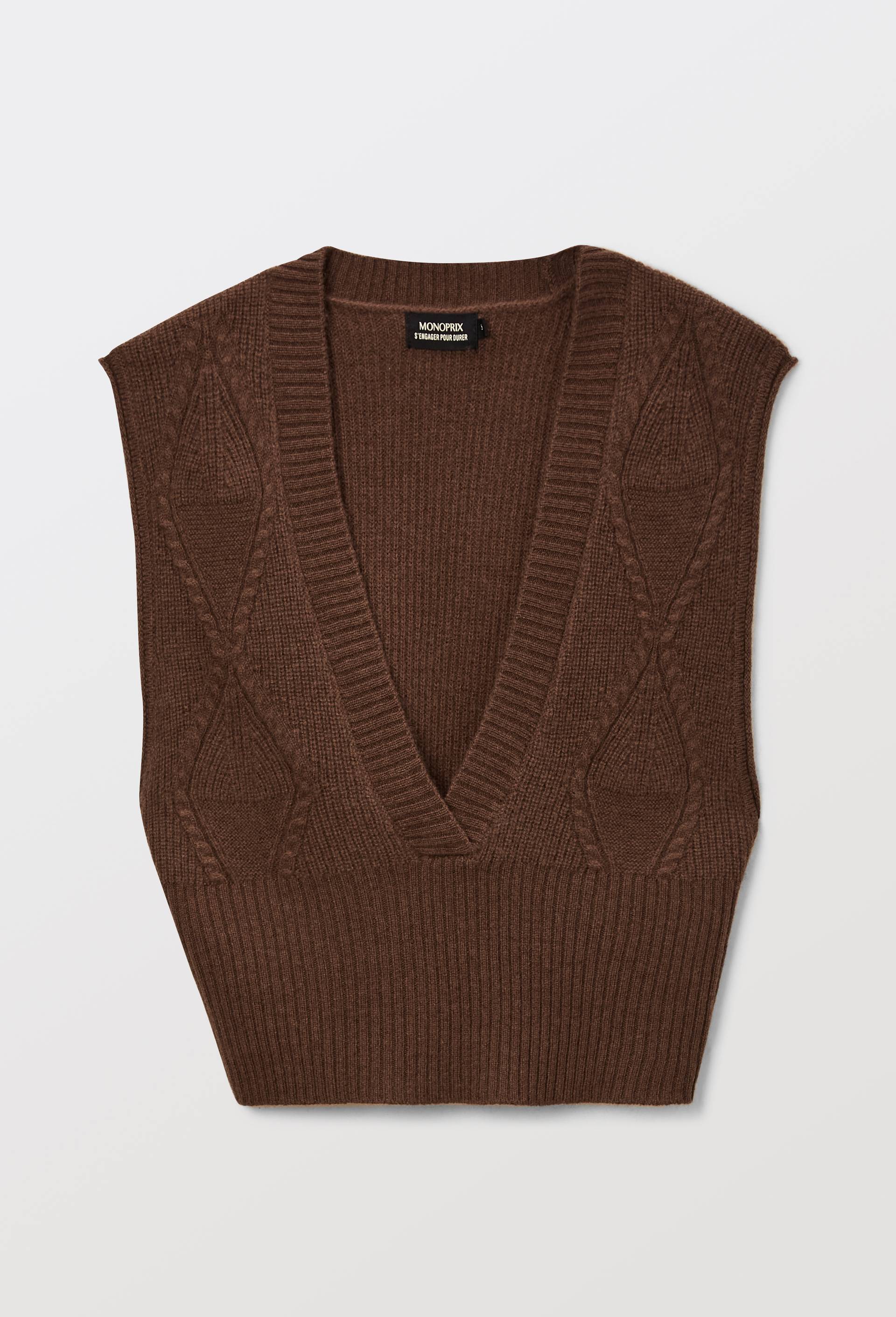 Pull sans manches en laine, Brun, large image number 2