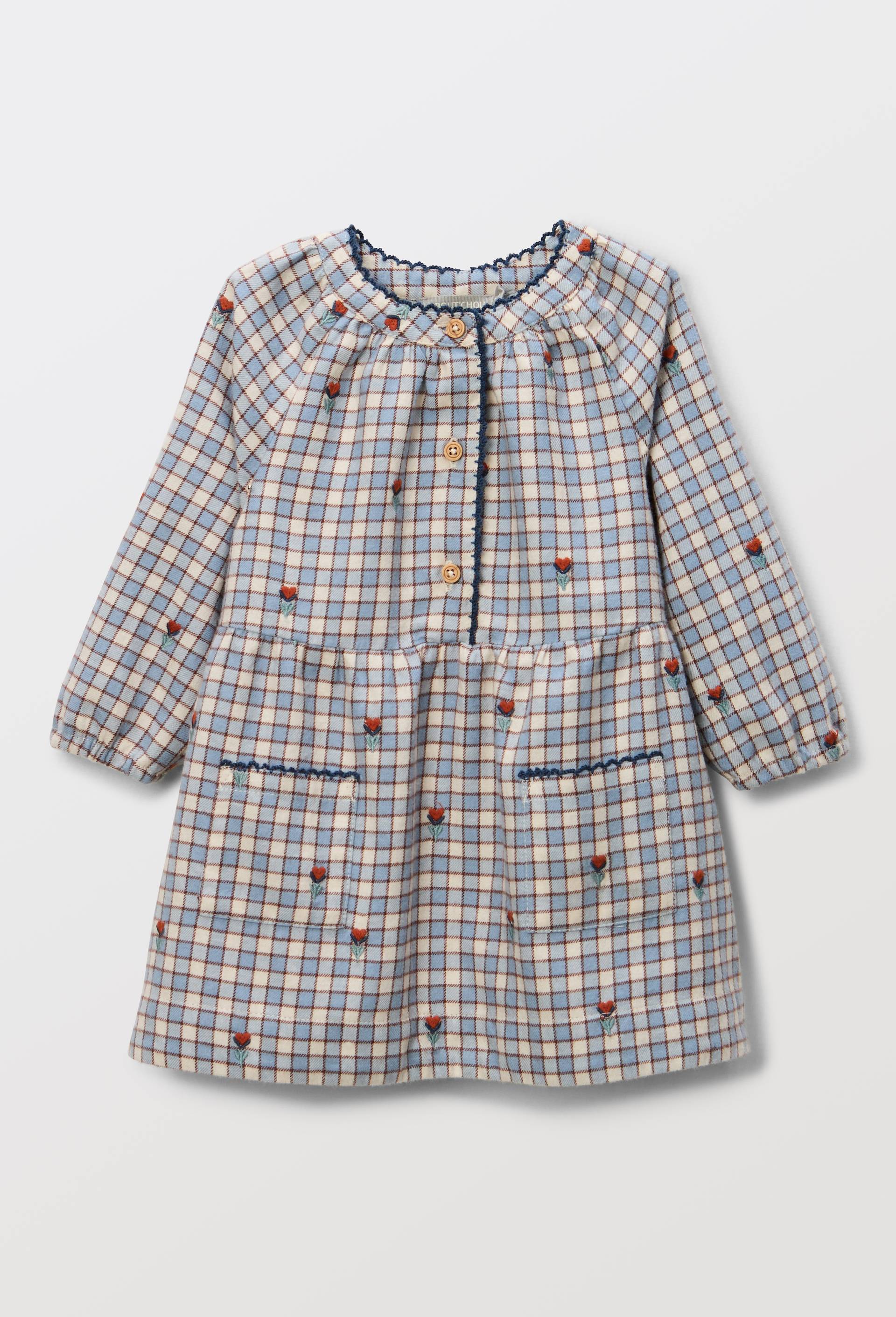 Robe &agrave; carreaux imprim&eacute;e en coton, Bleu, large image number 1.0