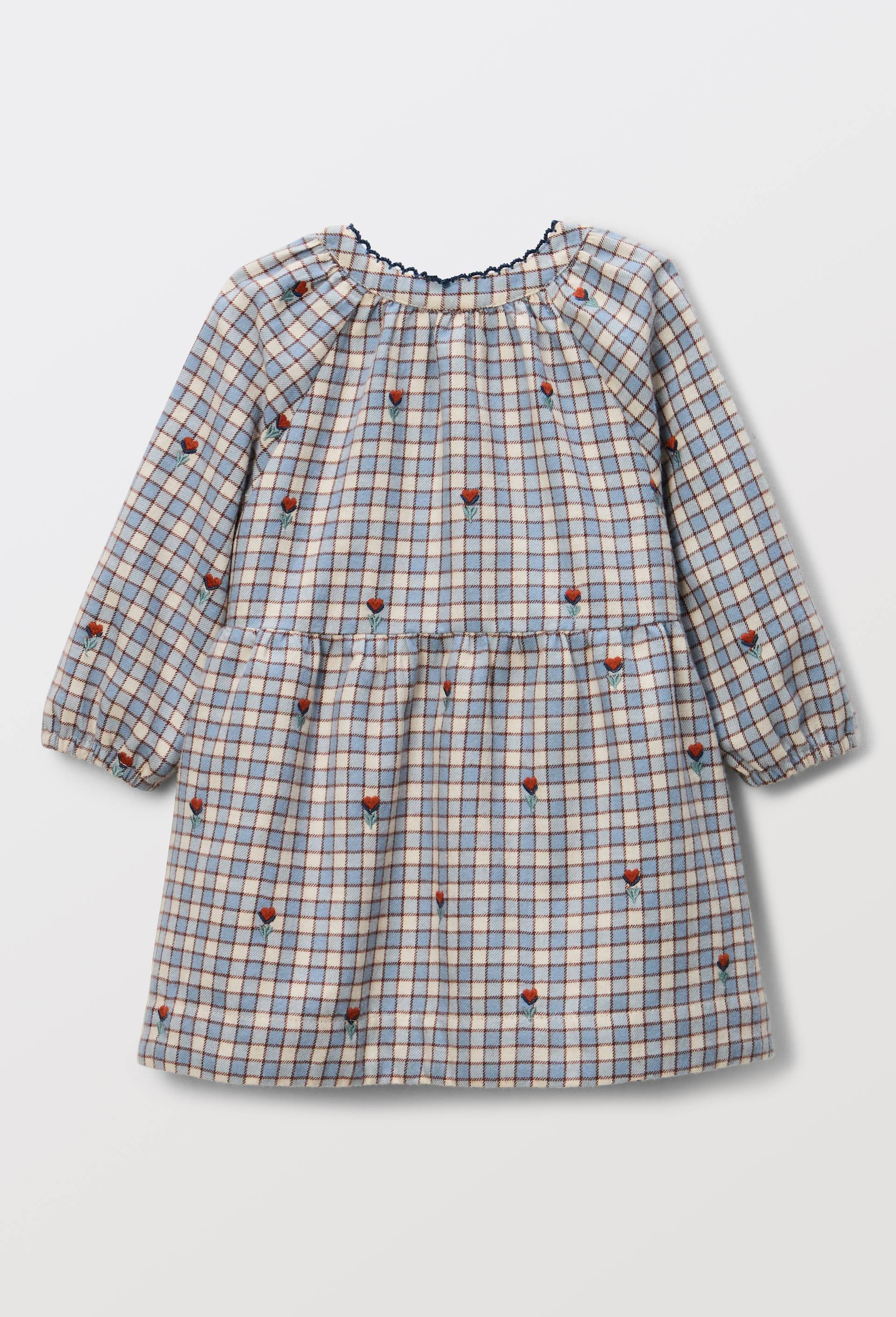 Robe &agrave; carreaux imprim&eacute;e en coton, Bleu, large image number 2.0