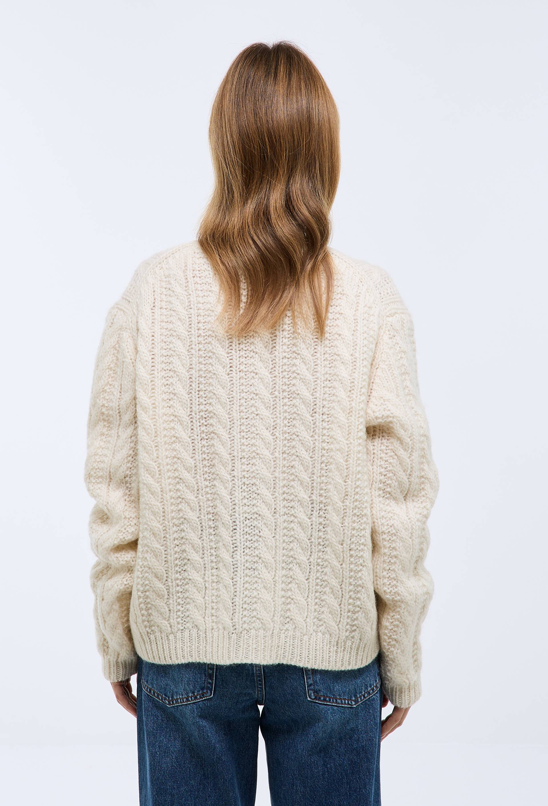 Cardigan avec torsades en laine, Ecru, large image number 1