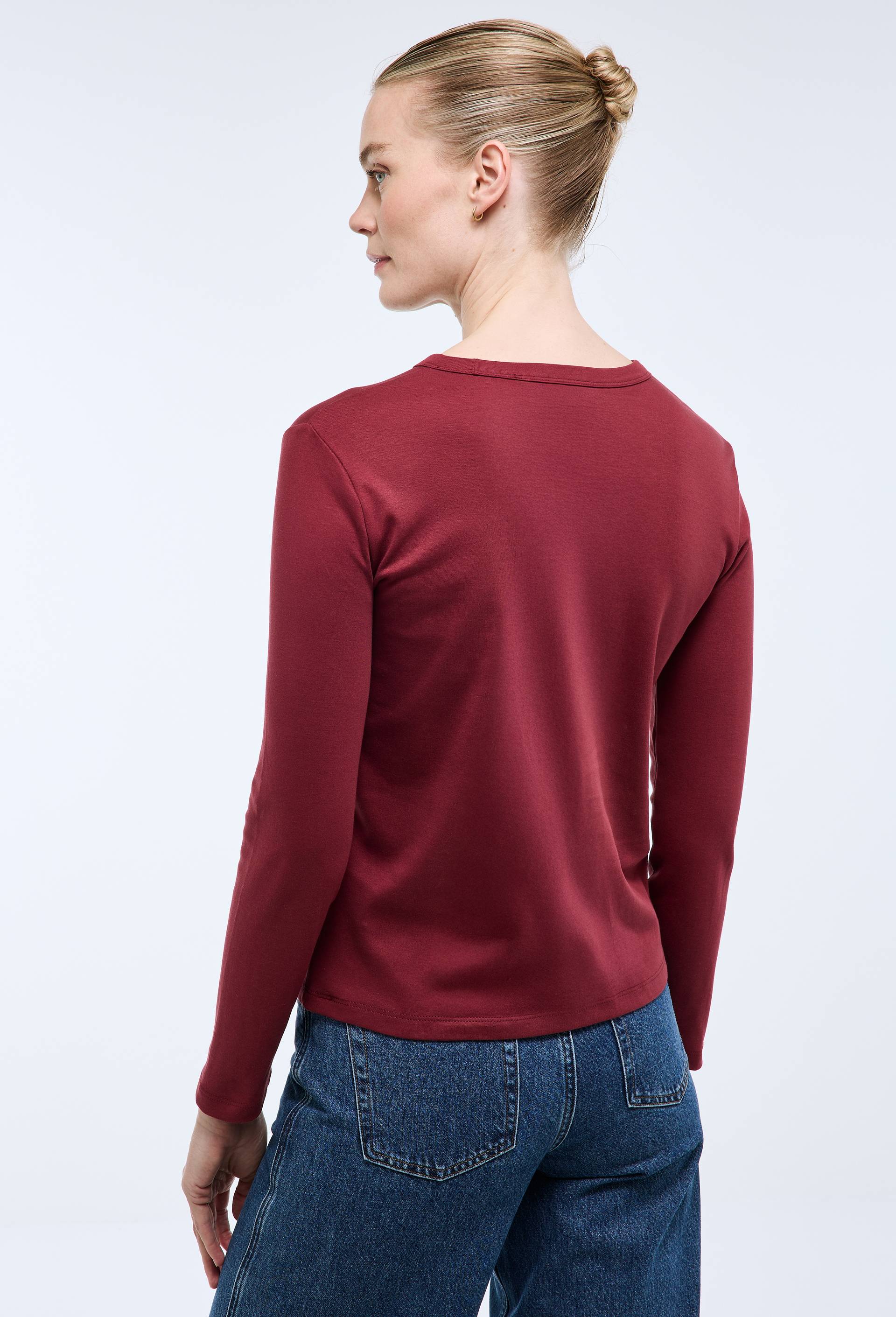 T-shirt &agrave; manches longues &eacute;pais en coton BIO GOTS, Rouge fonc&eacute;, large image number 1.0