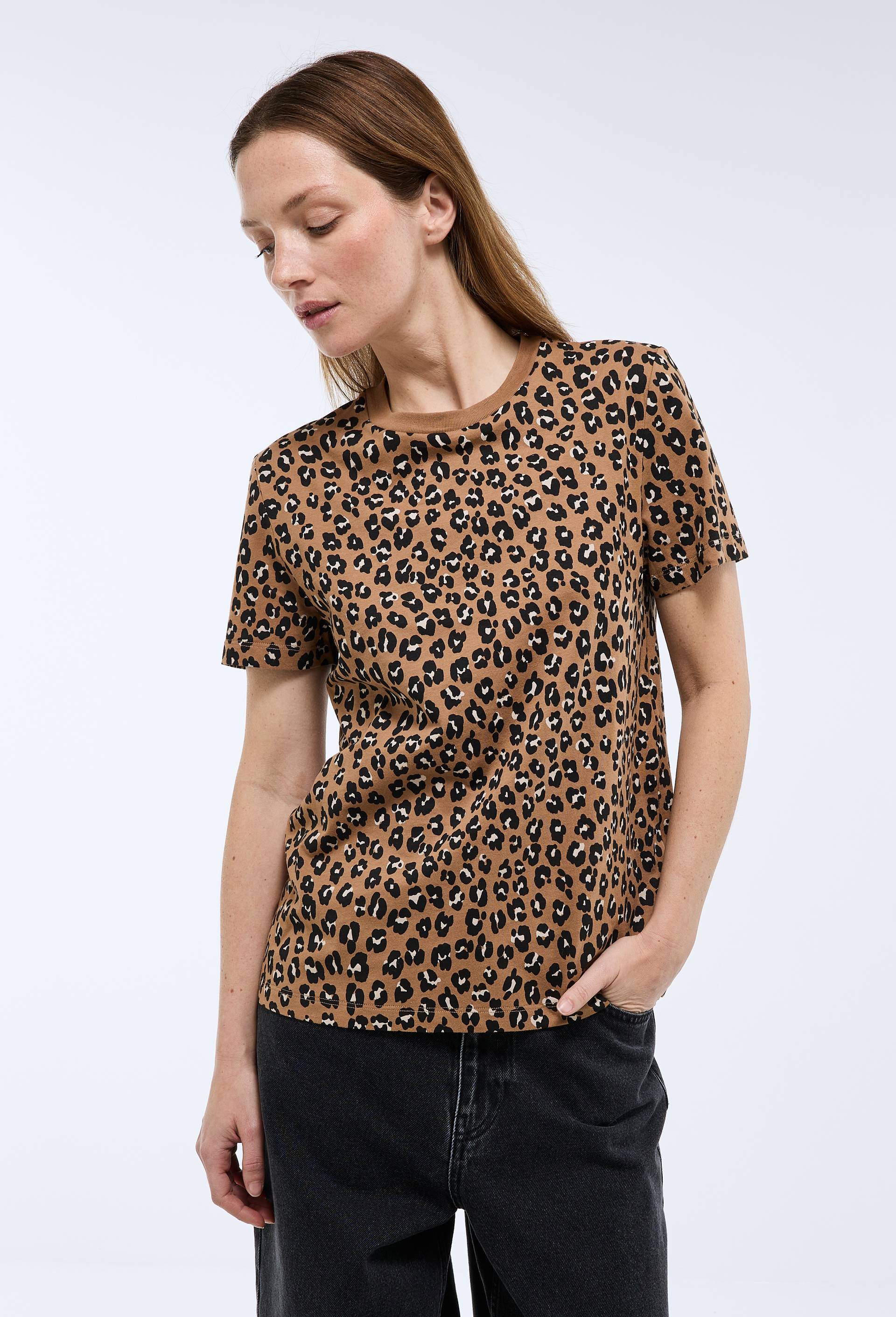 T-shirt manches courtes imprim&eacute; en coton BIO GOTS, Beige, swatch image