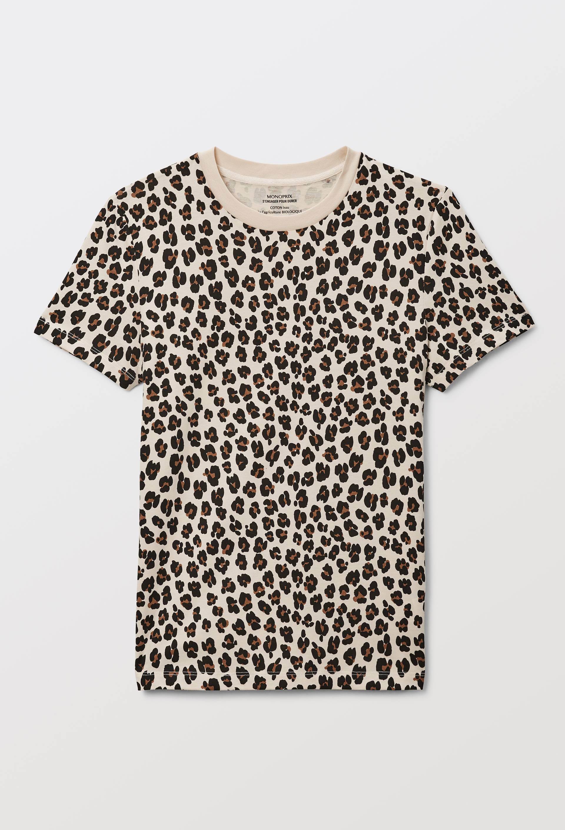 T-shirt manches courtes imprim&eacute; en coton BIO GOTS, Beige clair, large image number 2