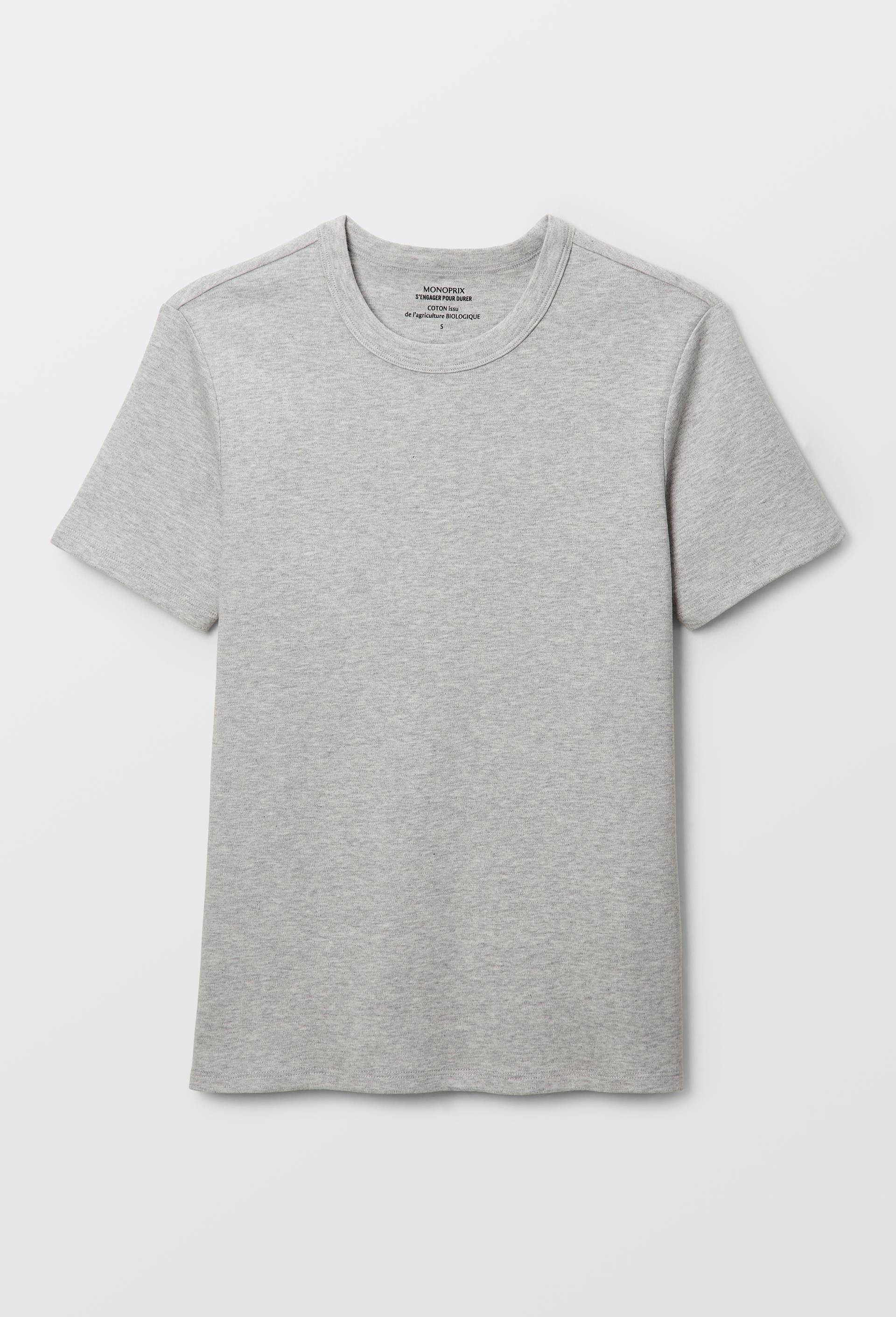 T-shirt manches courtes &eacute;pais en coton BIO GOTS, Gris, large image number 2.0