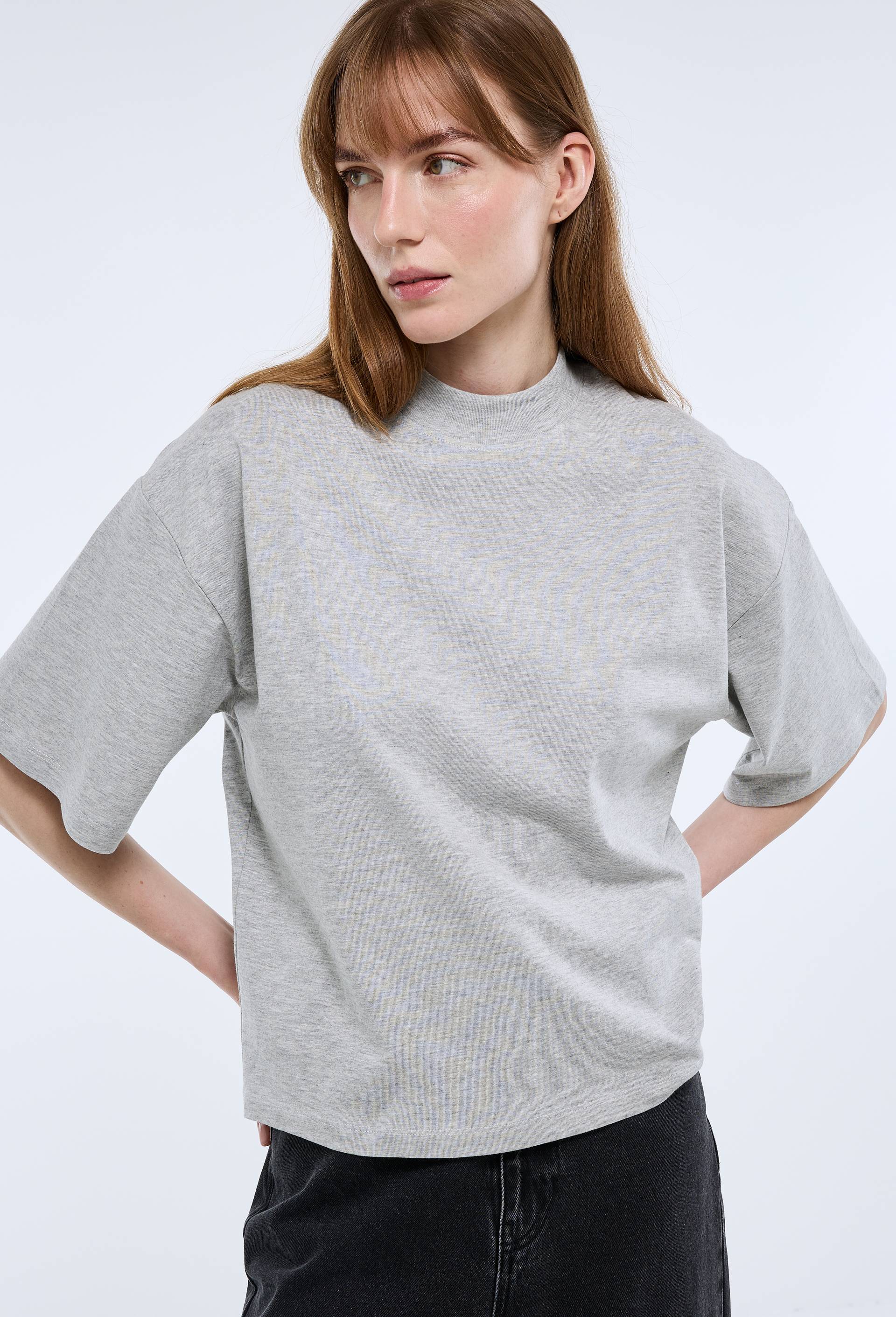T-shirt manches courtes uni en coton BIO GOTS, Gris, large image number 0