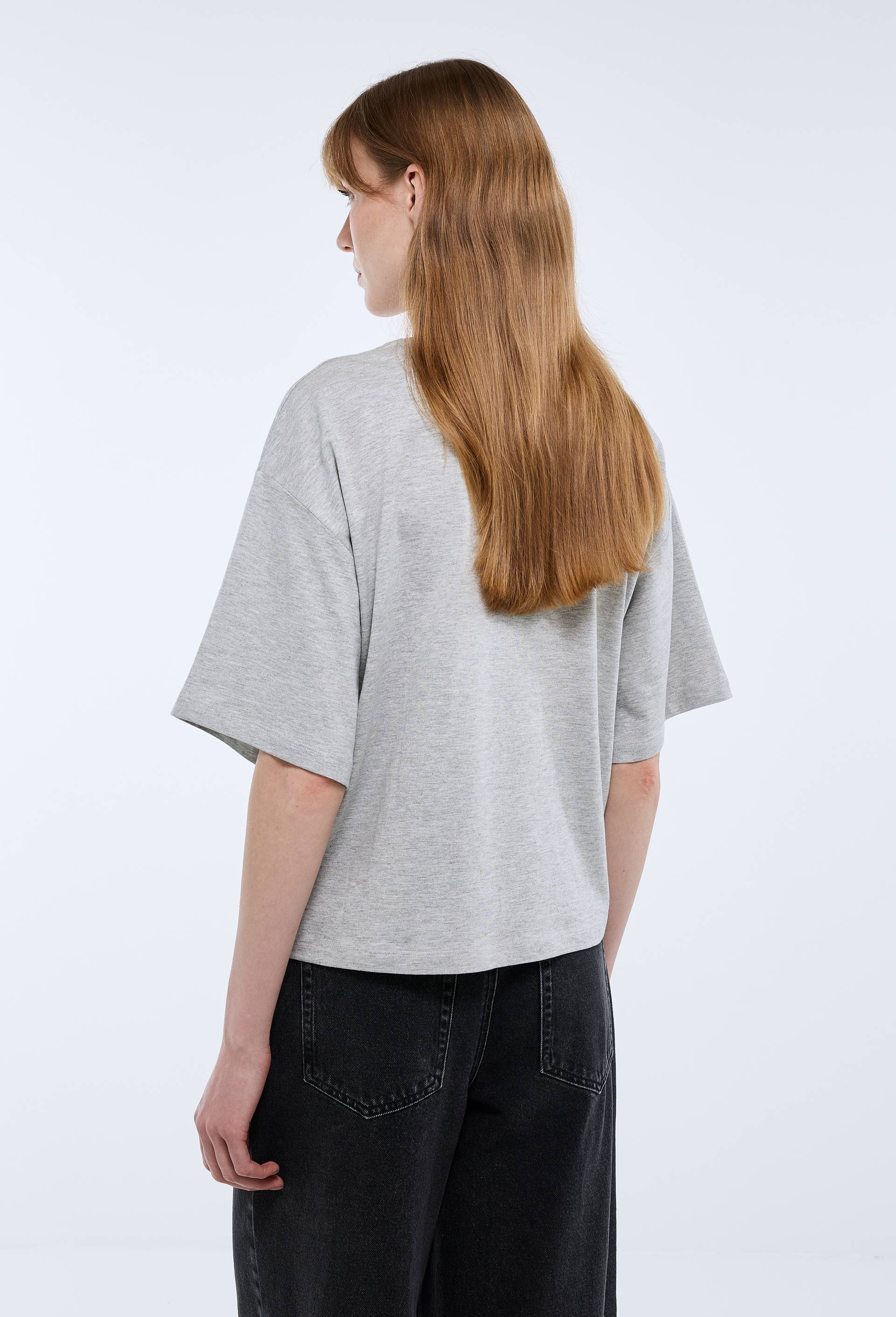 T-shirt manches courtes uni en coton BIO GOTS, Gris, large image number 1
