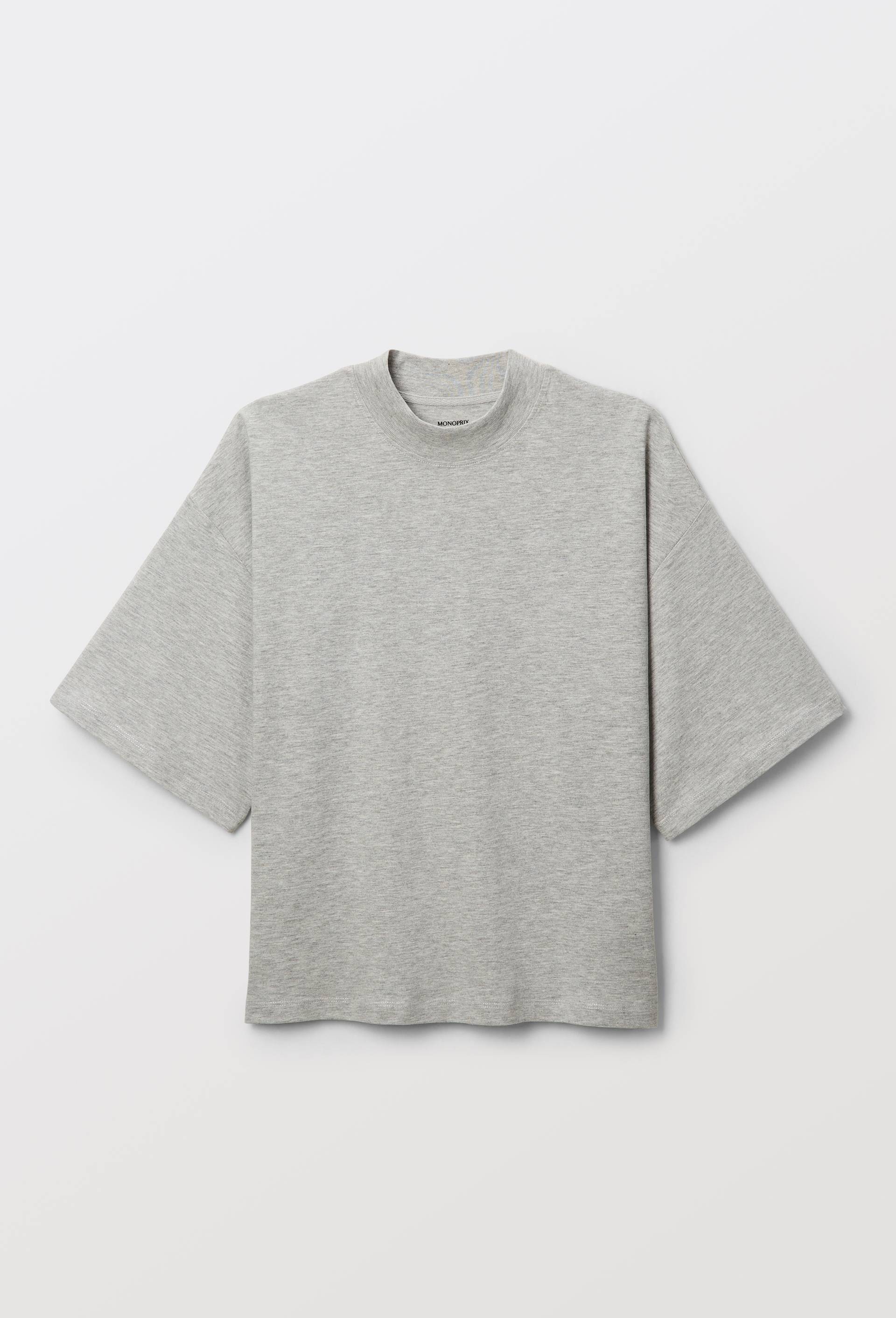 T-shirt manches courtes uni en coton BIO GOTS, Gris, large image number 2