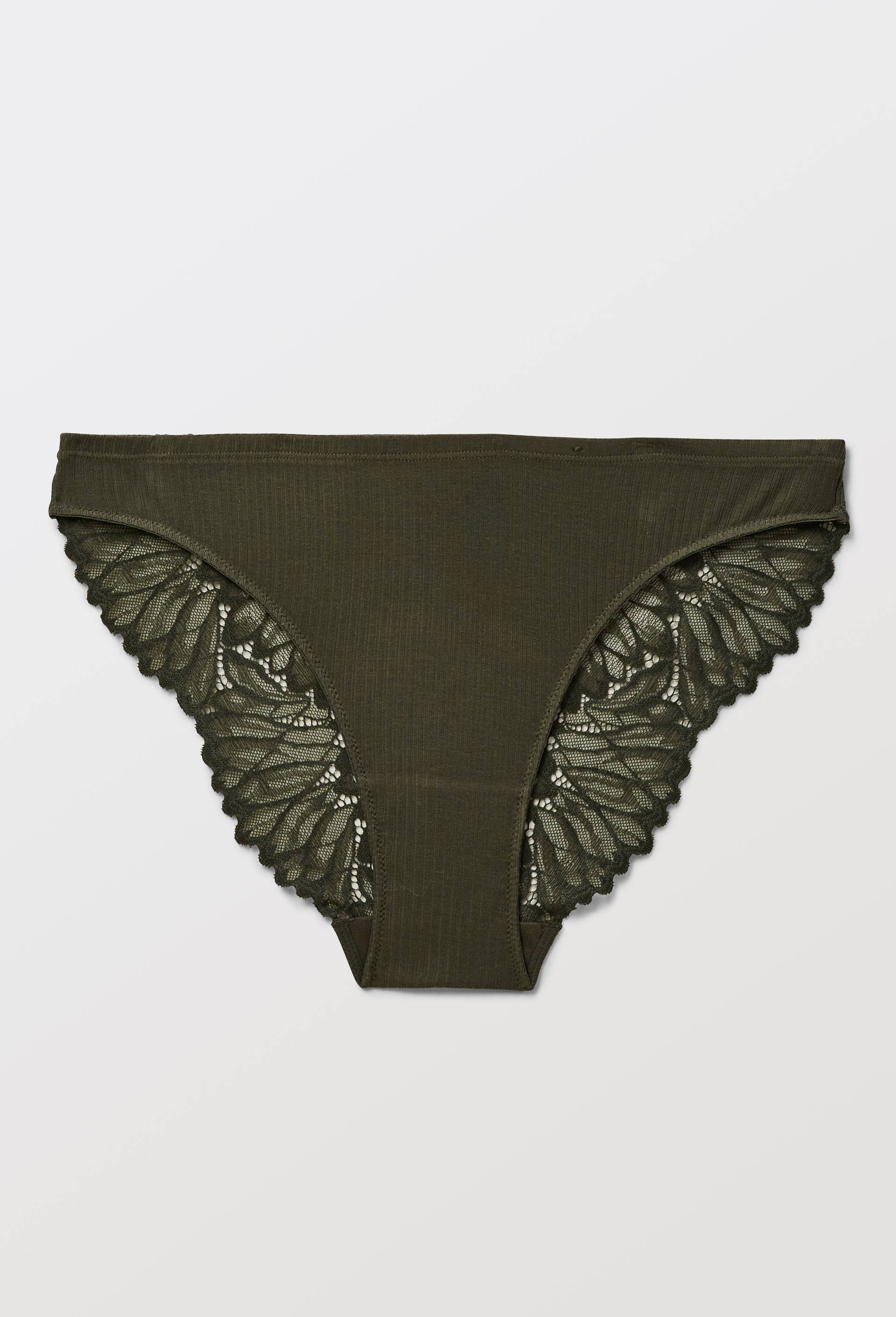 Culotte SYLVANA en modal et dentelle, Vert fonc&eacute;, large image number 2