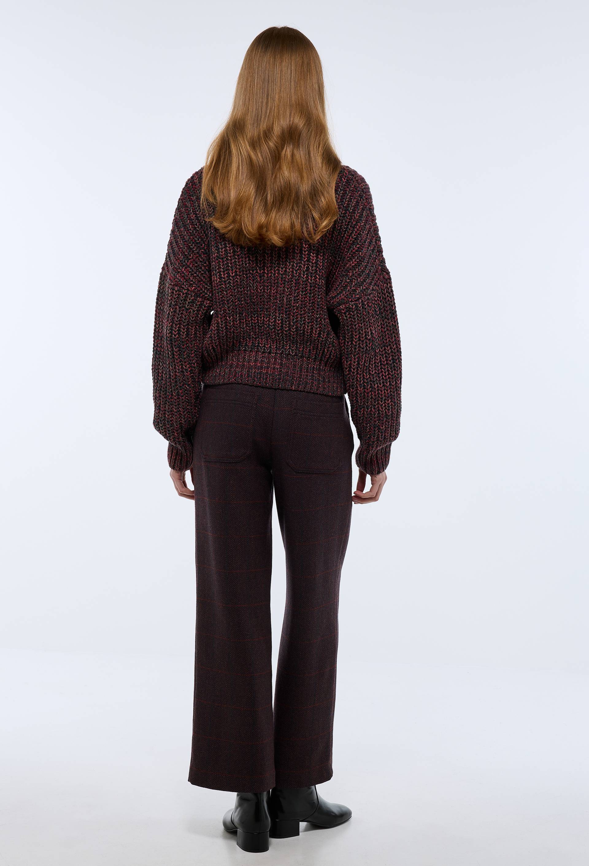 Pantalon large &agrave; pinces &agrave; carreaux, Rouge fonc&eacute;, large image number 1