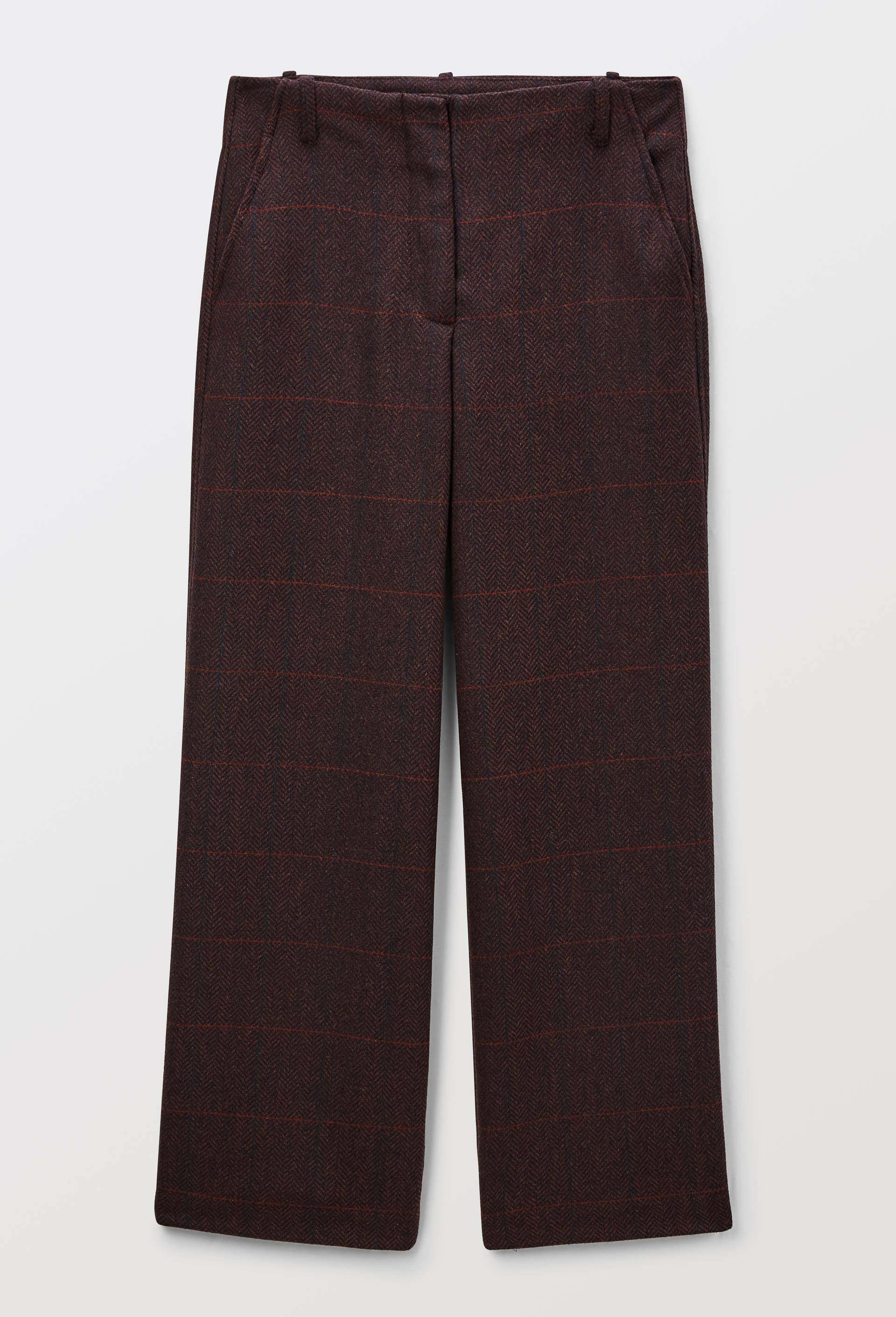 Pantalon large &agrave; pinces &agrave; carreaux, Rouge fonc&eacute;, large image number 2