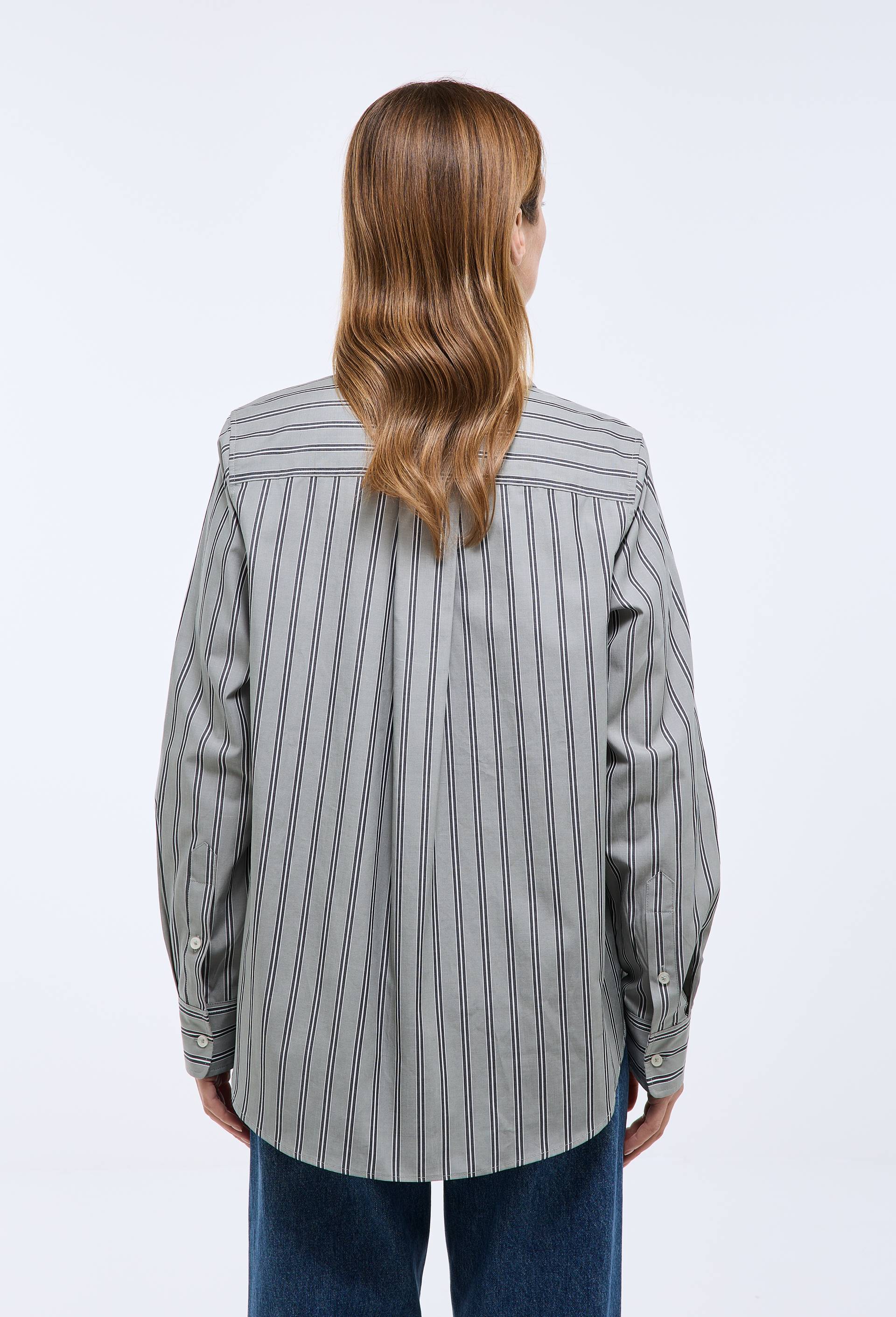 Chemise manches longues ray&eacute;e en coton BIO GOTS, Vert clair, large image number 4