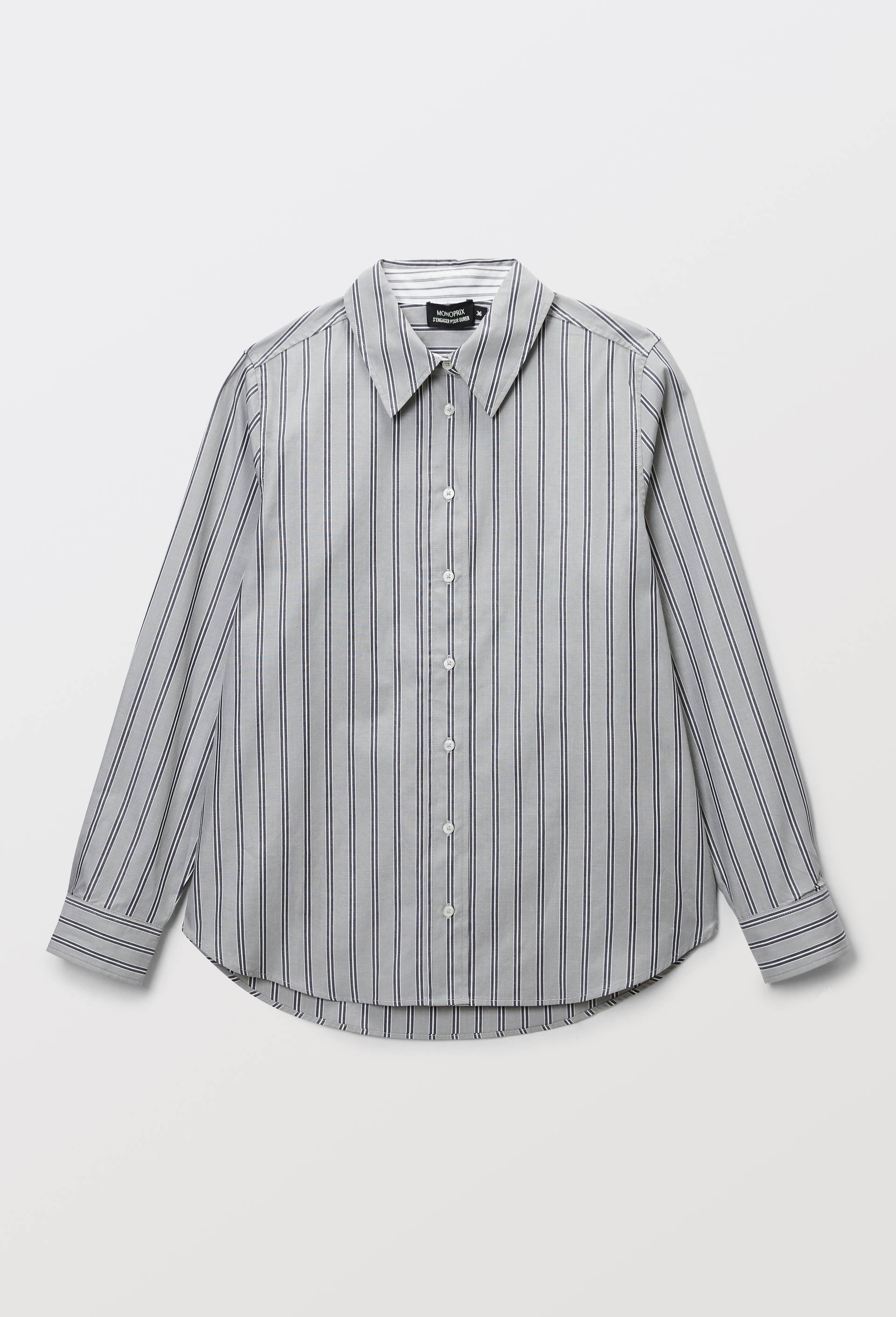 Chemise manches longues ray&eacute;e en coton BIO GOTS, Vert clair, large image number 5