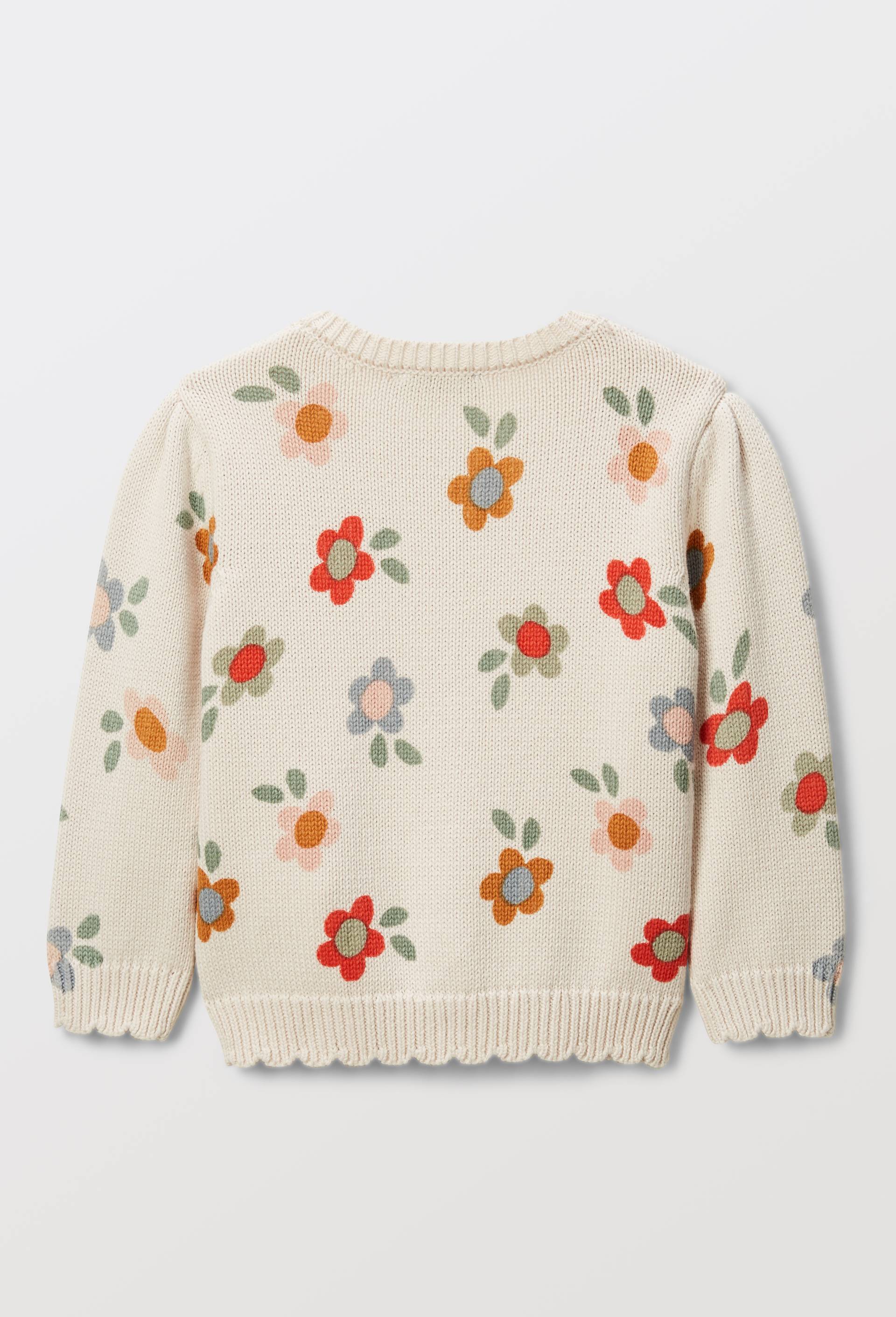 Cardigan tricot imprim&eacute; en coton, Beige clair, large image number 1.0