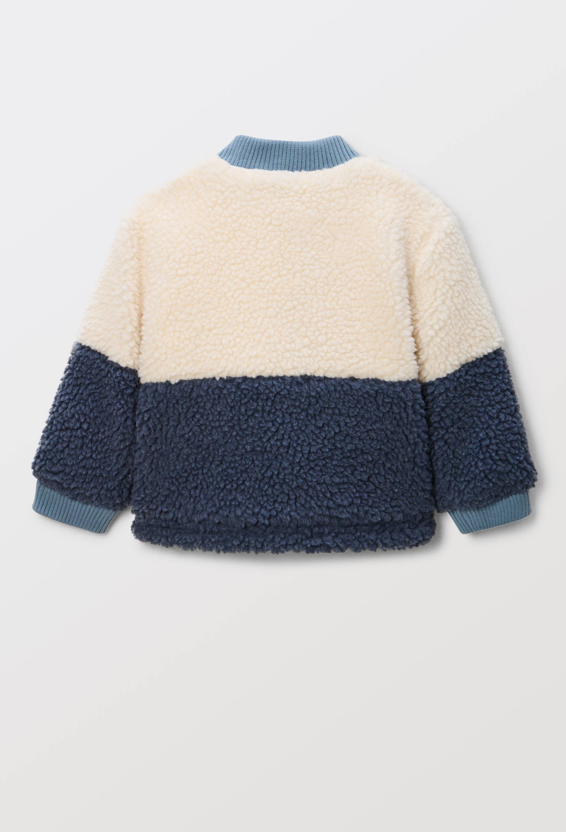 Veste col teddy bicolore en sherpa, Bleu fonc&eacute;, large image number 1