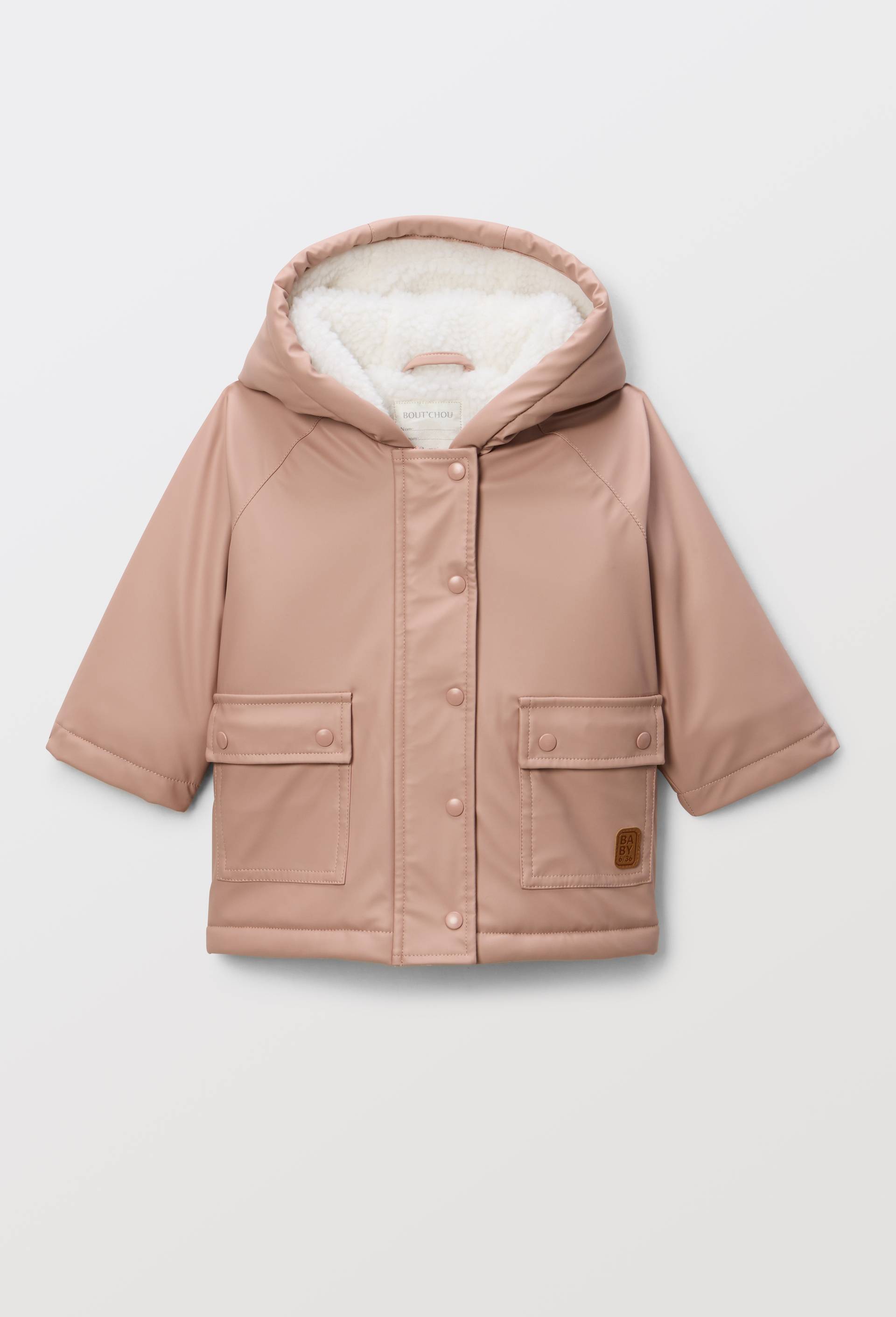 Cir&eacute; &agrave; capuche uni doubl&eacute; en sherpa, Rose, swatch image