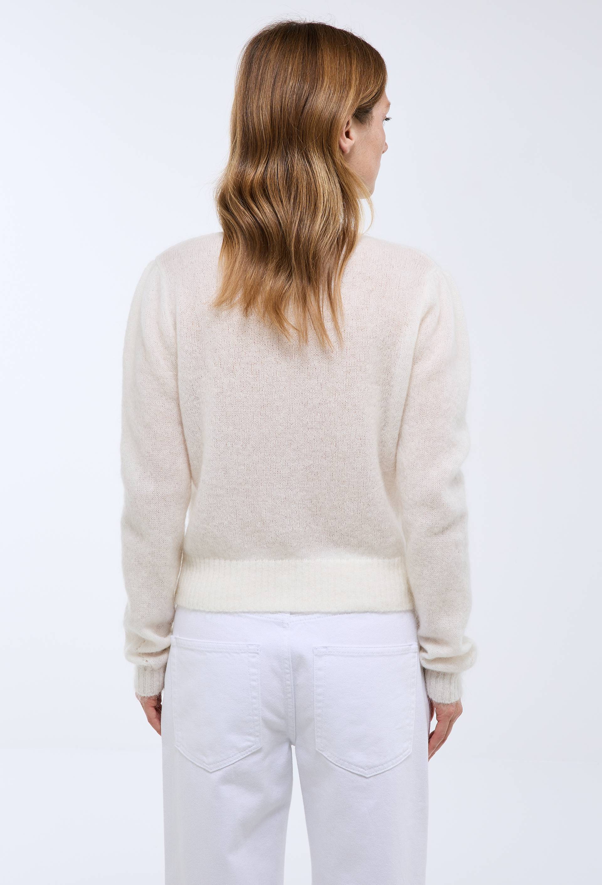Cardigan manches coudes contenant du mohair, Ecru, large image number 1.0