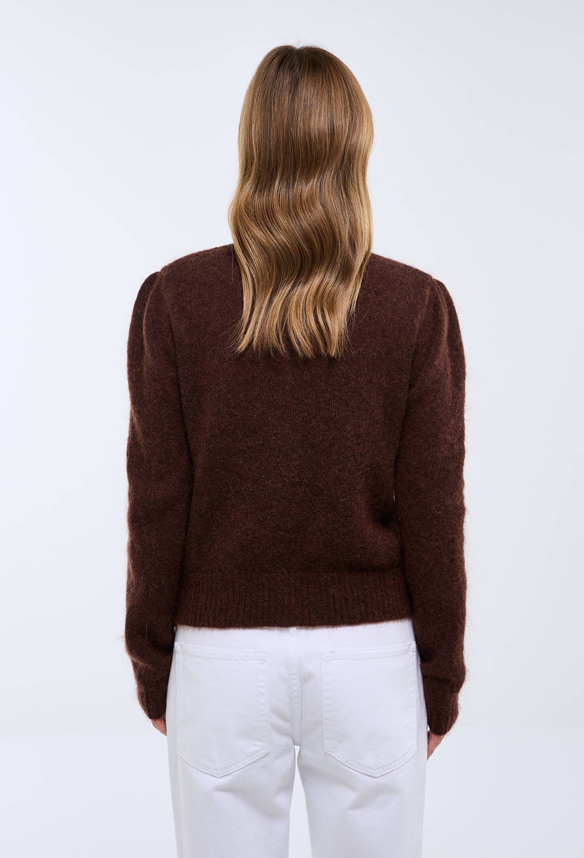 Cardigan manches coudes contenant du mohair, Brun, large image number 2