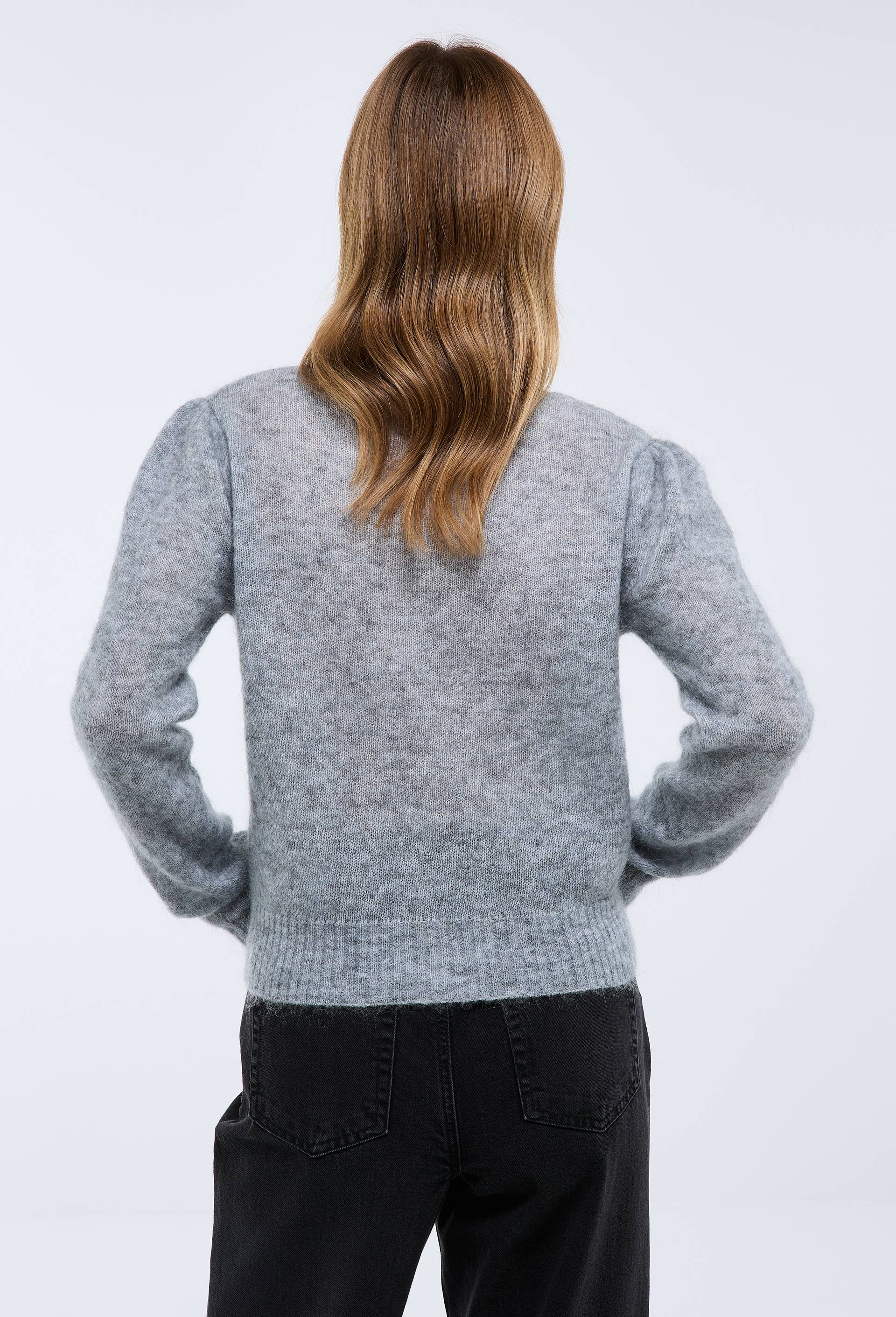 Cardigan manches coudes contenant du mohair, Gris, large image number 1