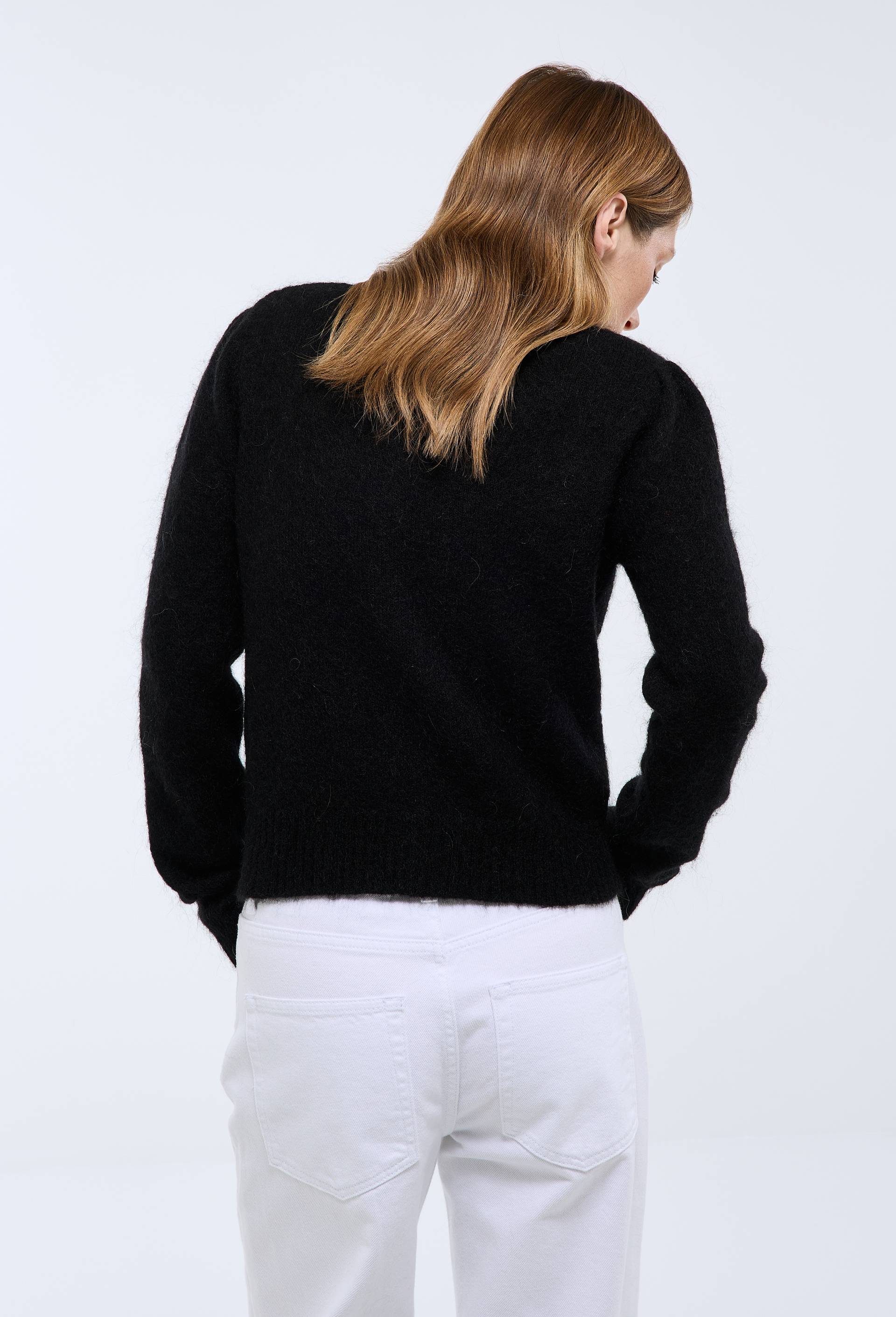 Cardigan manches coudes contenant du mohair, Noir, large image number 1