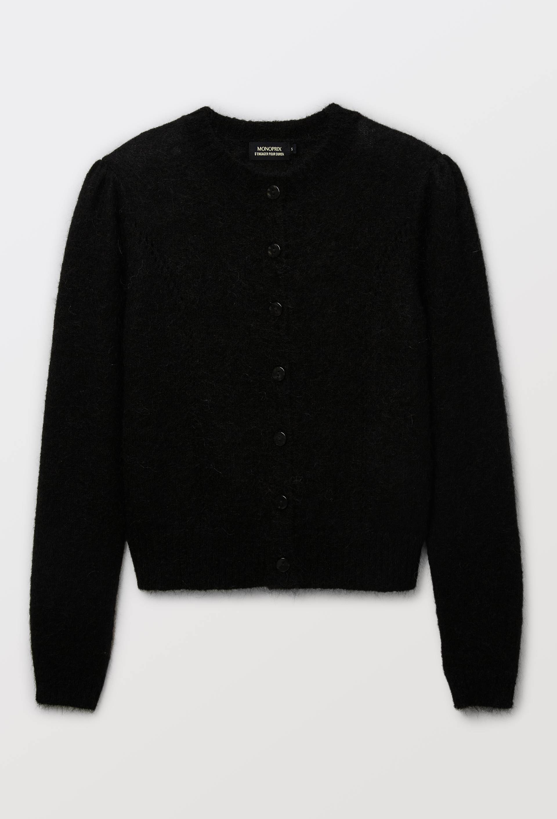 Cardigan manches coudes contenant du mohair, Noir, large image number 2.0