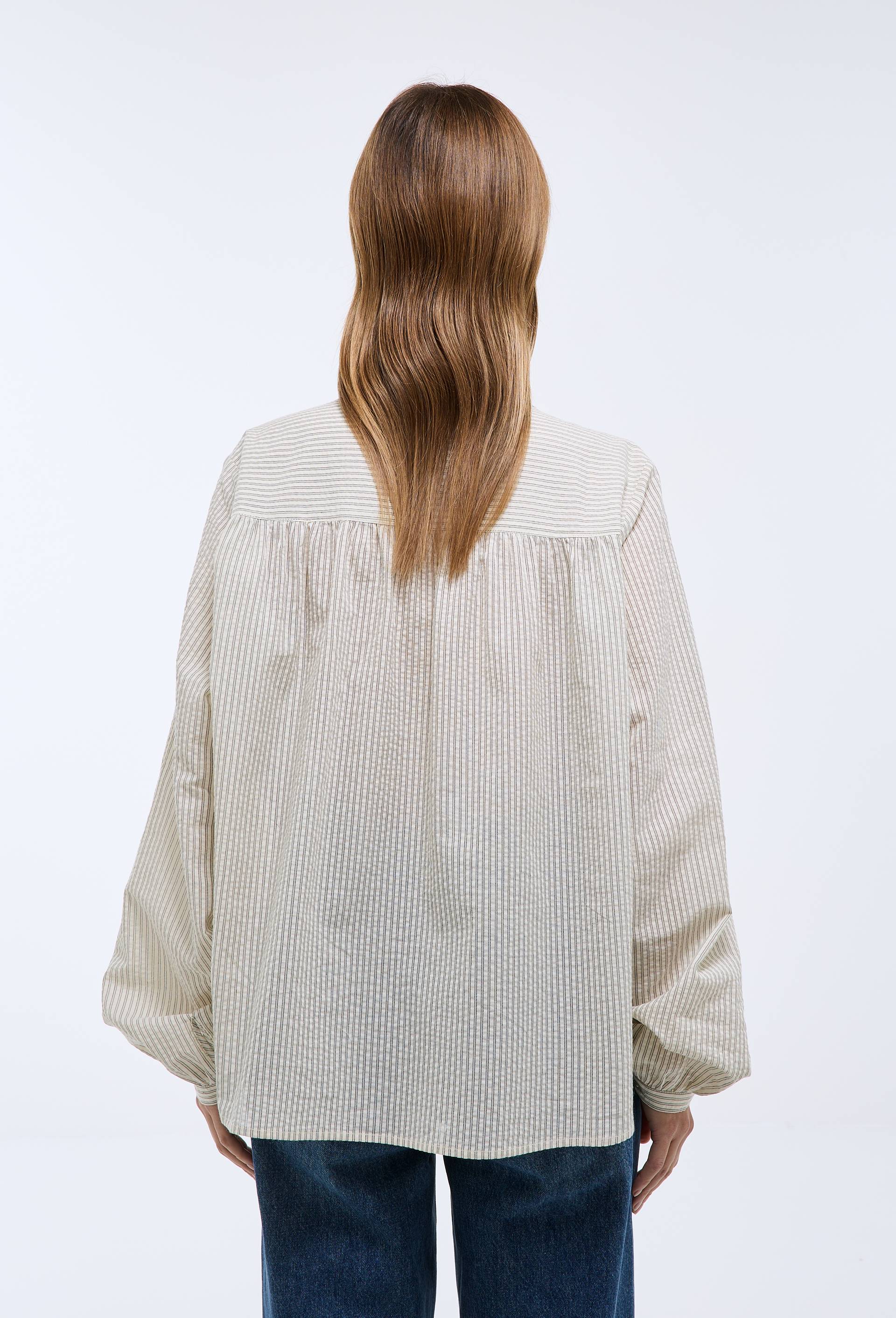 Blouse manches longues ray&eacute;e en coton BIO GOTS, Gris fonc&eacute;, large image number 1