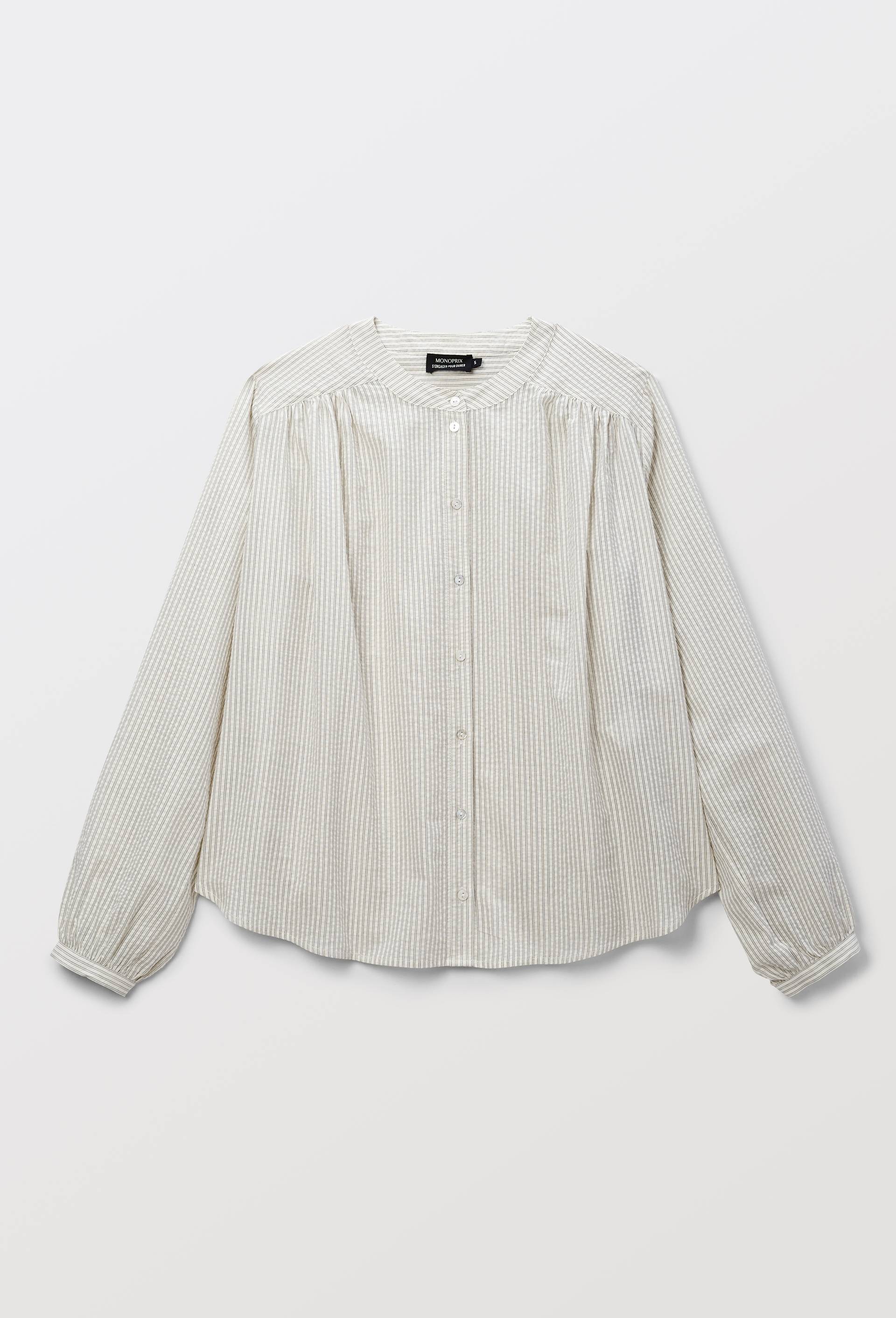 Blouse manches longues ray&eacute;e en coton BIO GOTS, Gris fonc&eacute;, large image number 2