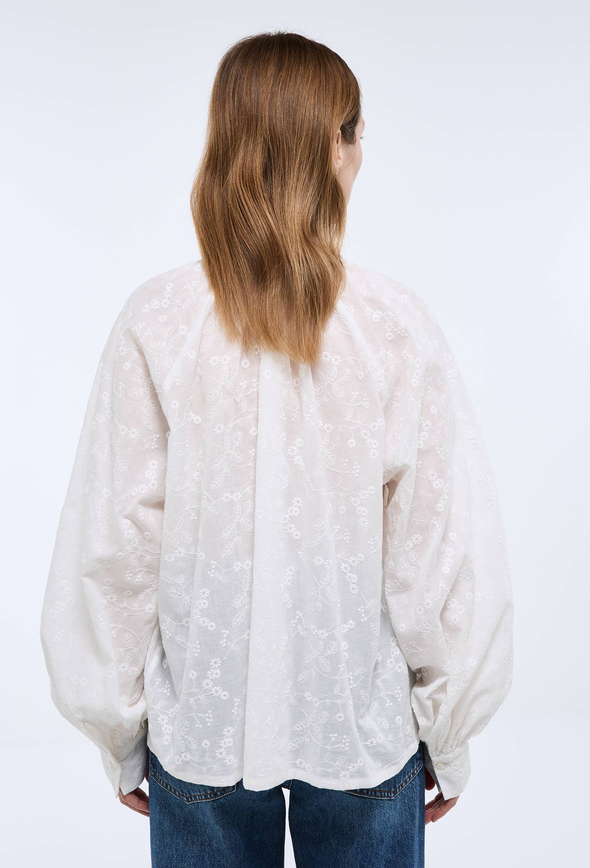 Chemise manches longues brod&eacute;e en coton BIO GOTS, Ecru, large image number 2